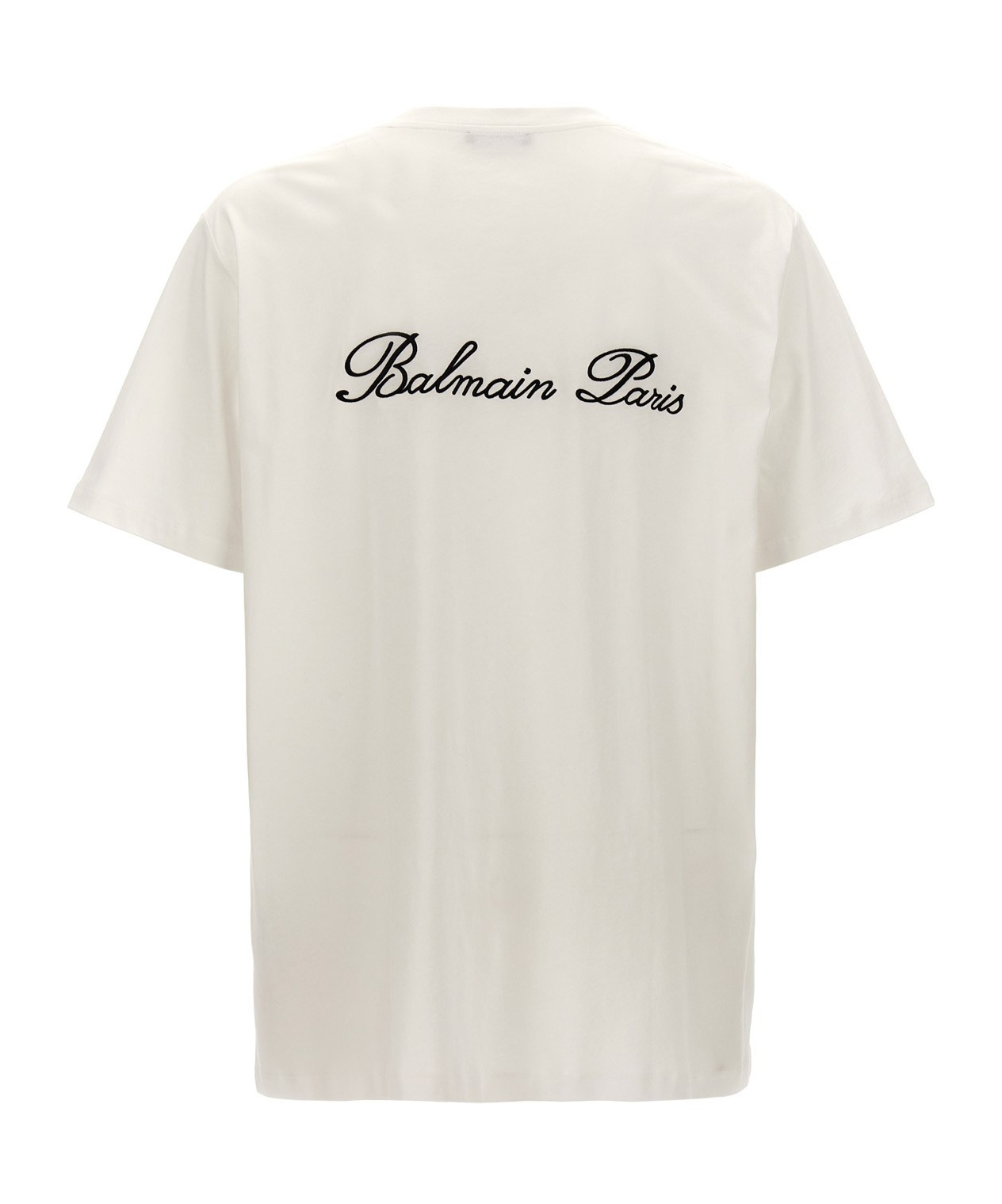 Balmain White Crewneck T-shirt With Logo Lettering Embroidery In White