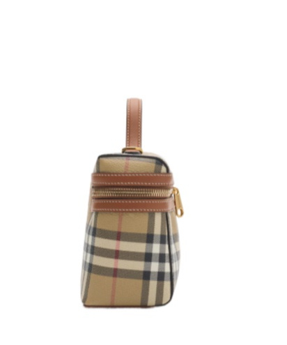 Burberry Women Beige Crossbody Bag With Adjutable And Removable Shoulder Strap And All-over Check Mo In Brown