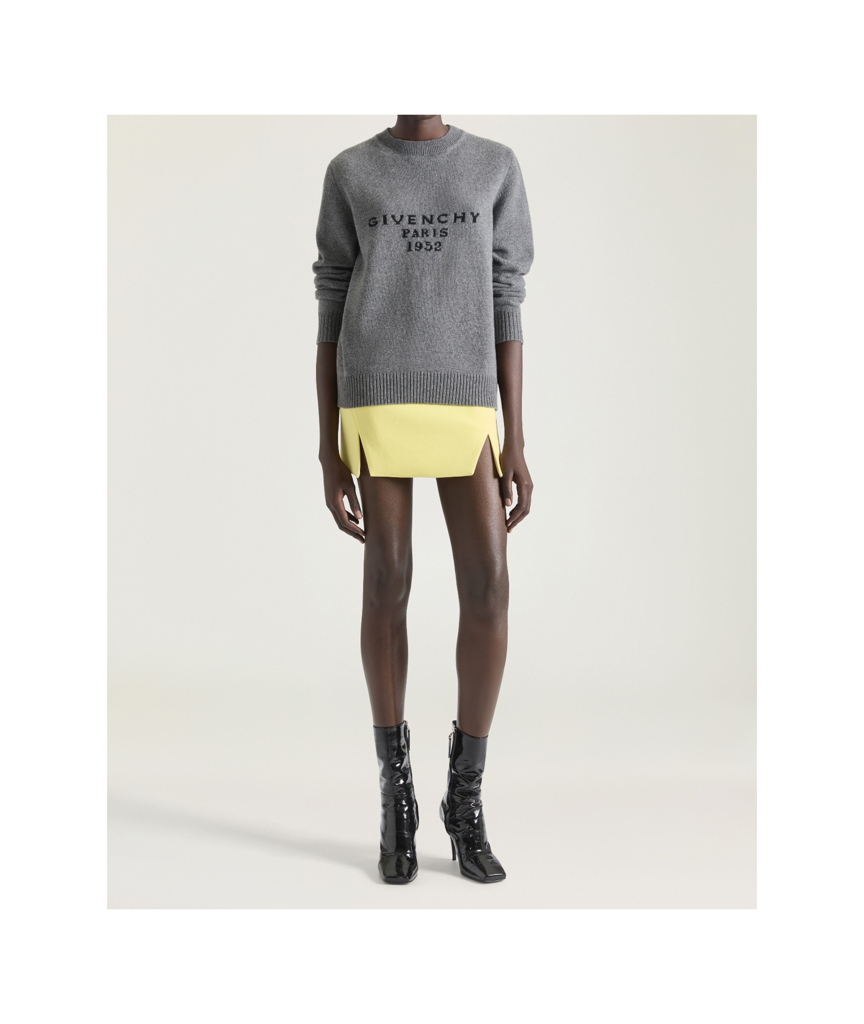 Givenchy Sweater In Wool Cashmere With  Signature In Gray