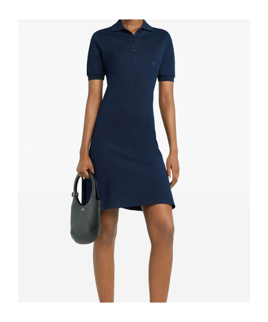 Courrèges Blue Navy Short-sleeve Mini Dress