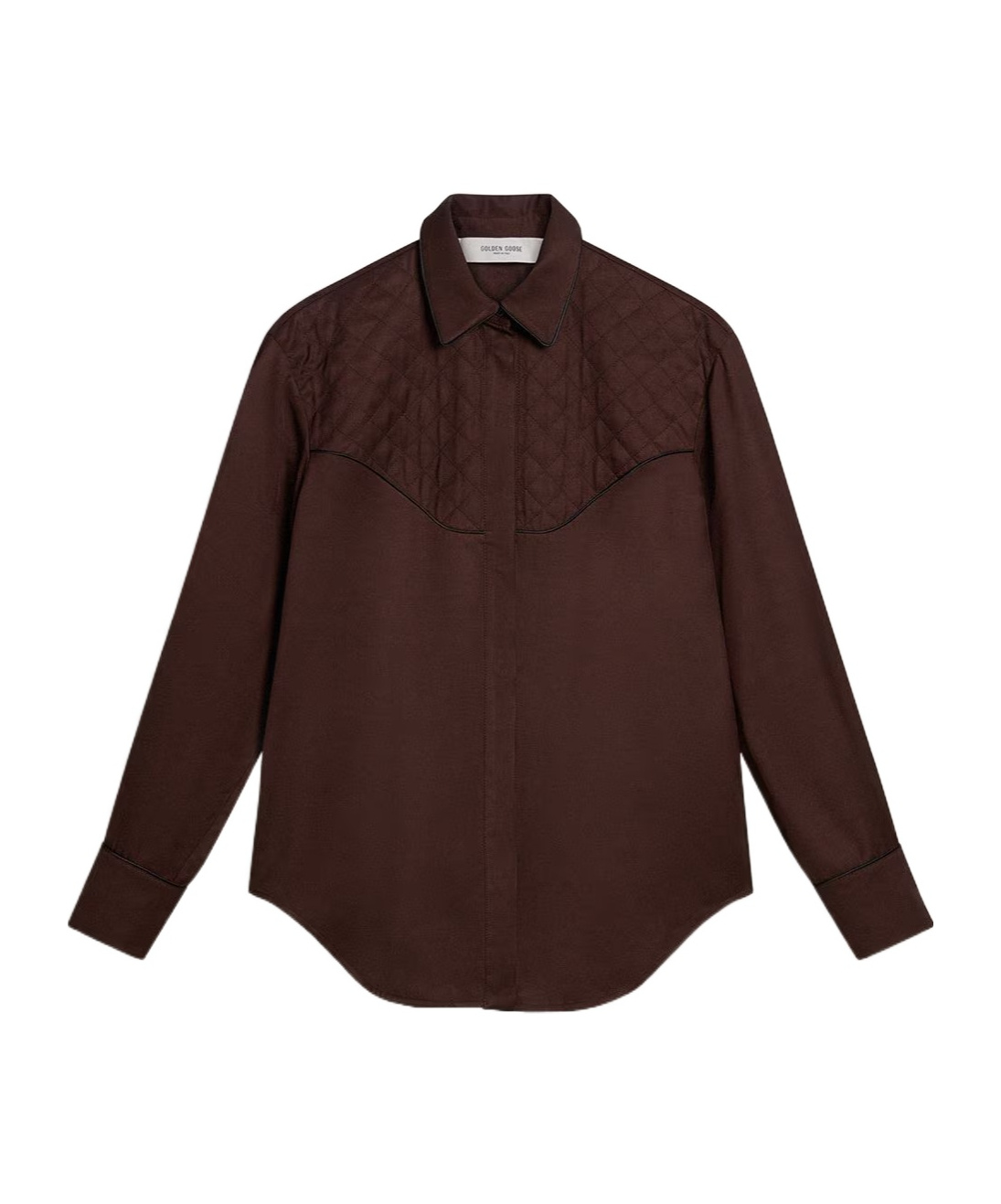 Golden Goose Viscose Shirt With Quilted Details In Brown