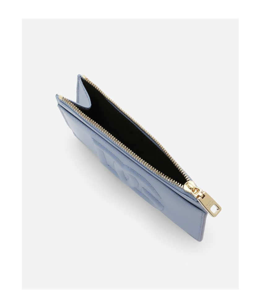 Dolce & Gabbana Medium Dg-embossed Card Holder In Blue