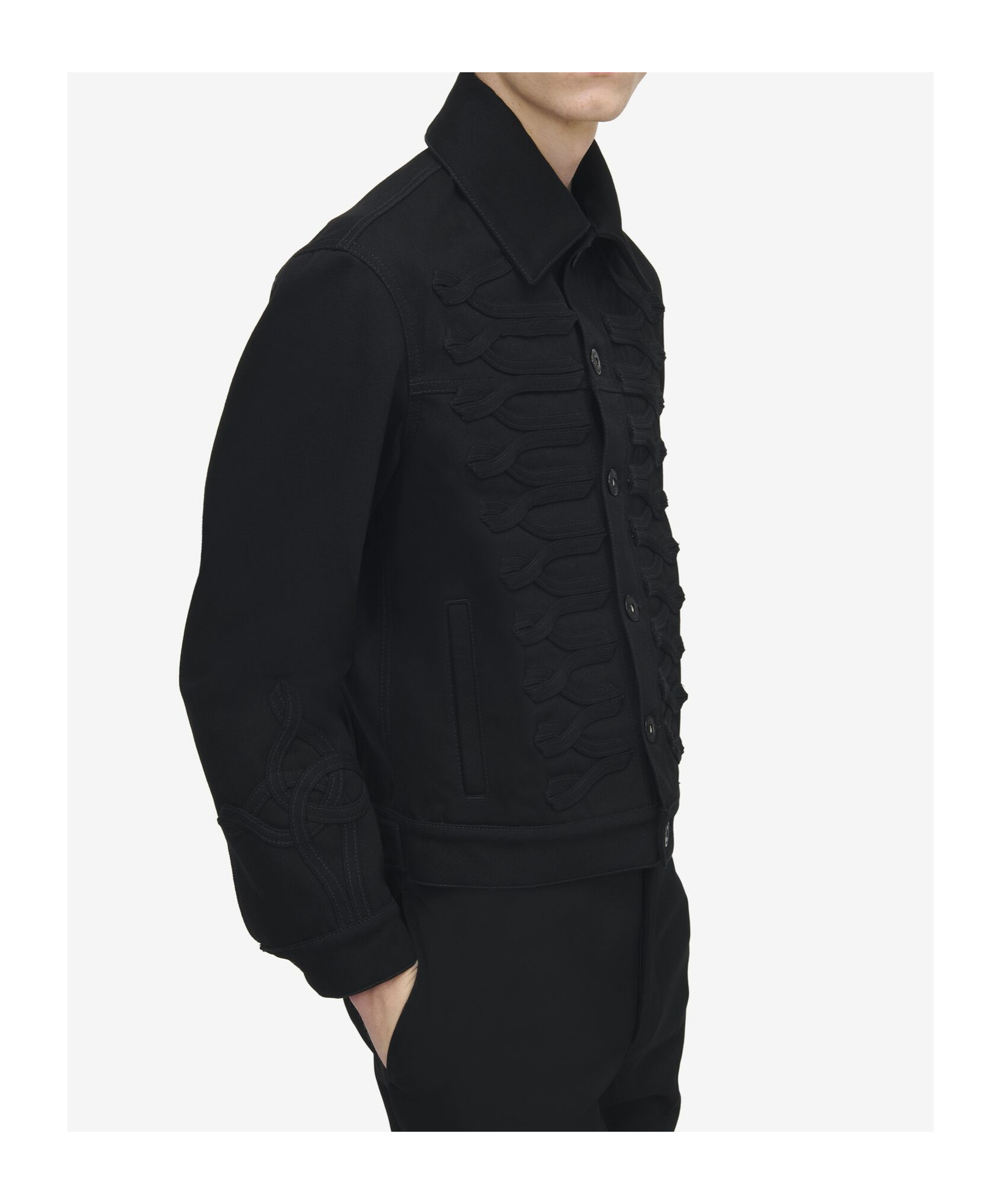 Alexander Mcqueen Button Detail Denim Jacket In Black