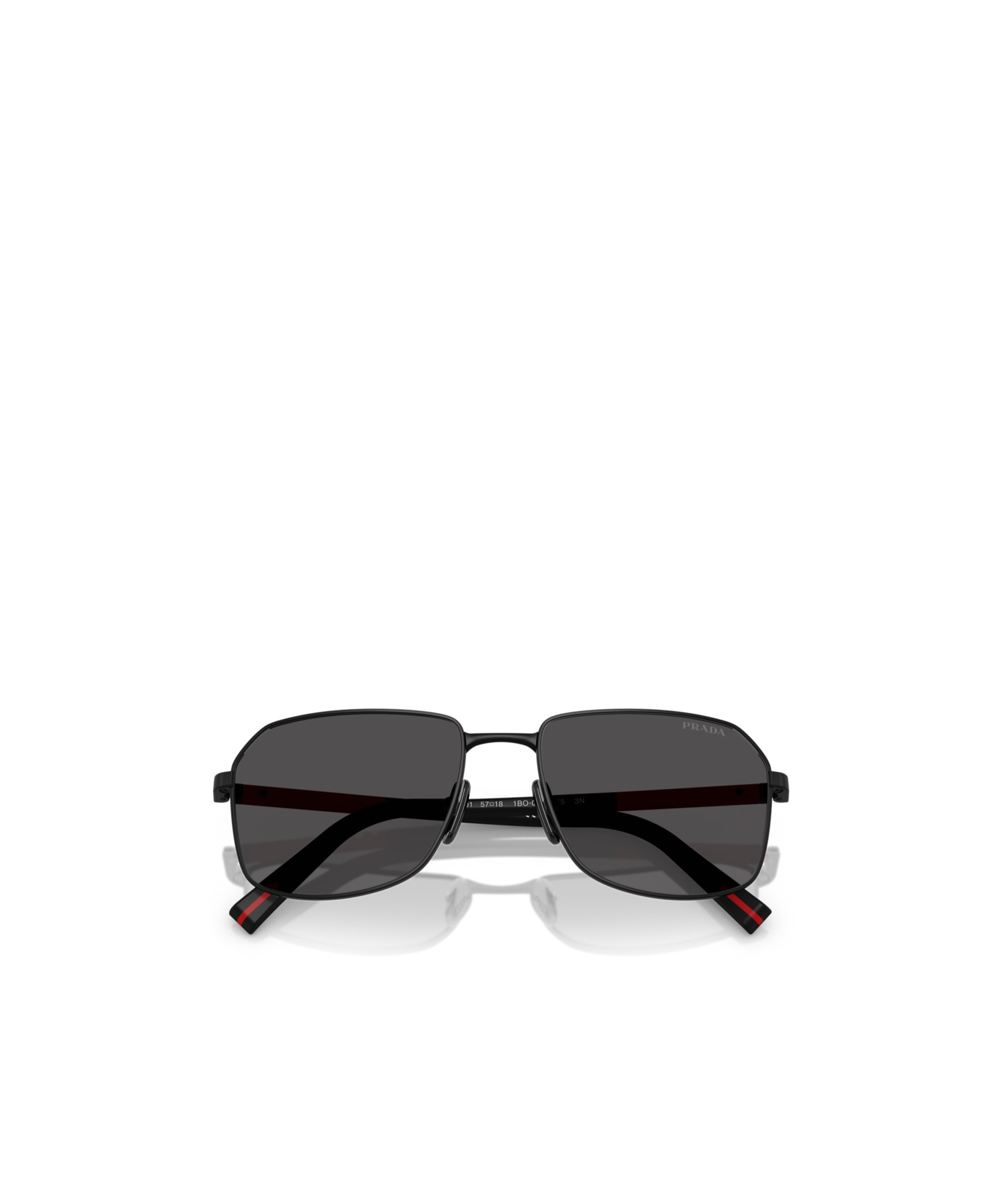 Prada Linea Rossa 57mm Rectangular Sunglasses In Black