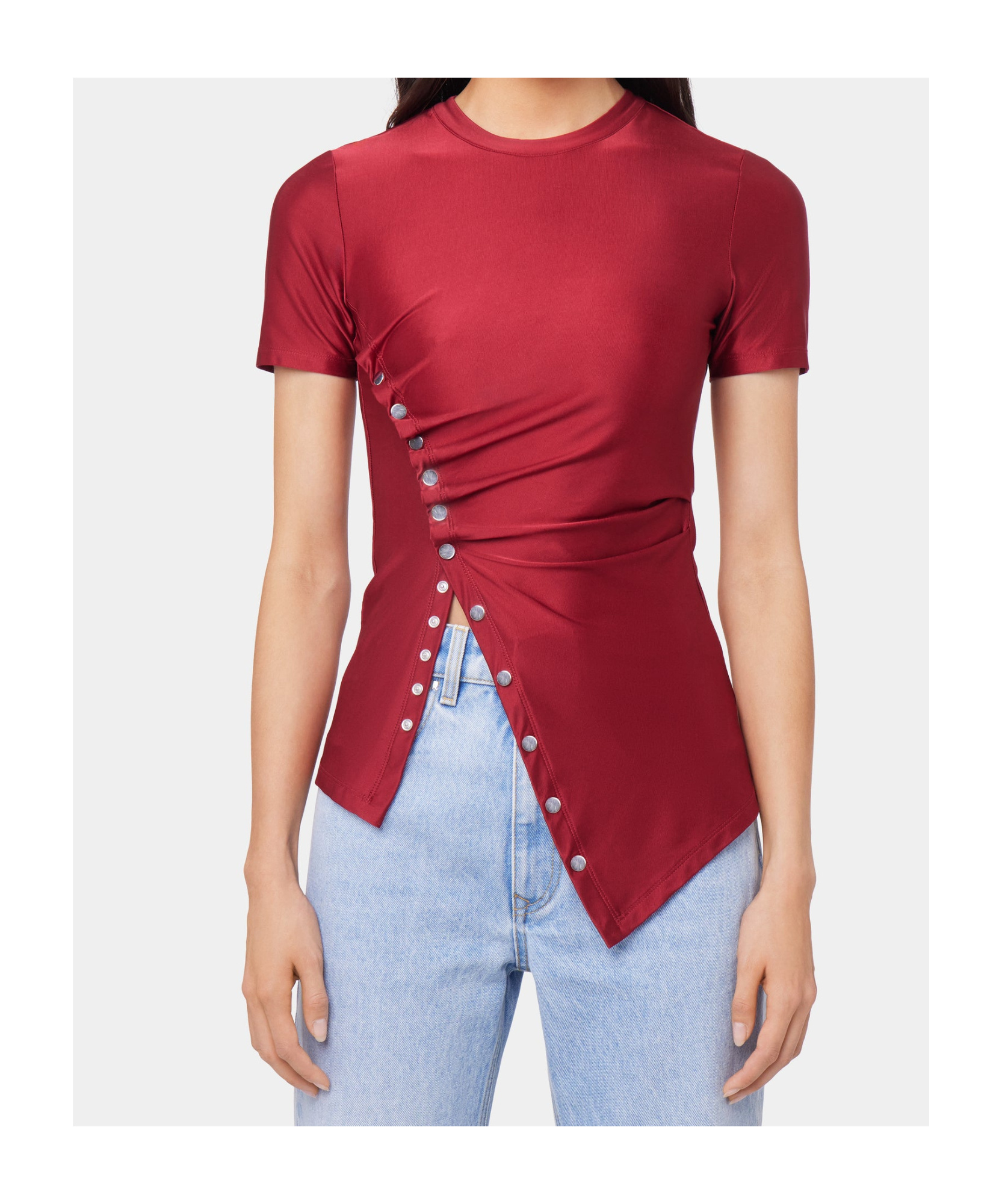 Shop Rabanne Draped T-shirt In Red