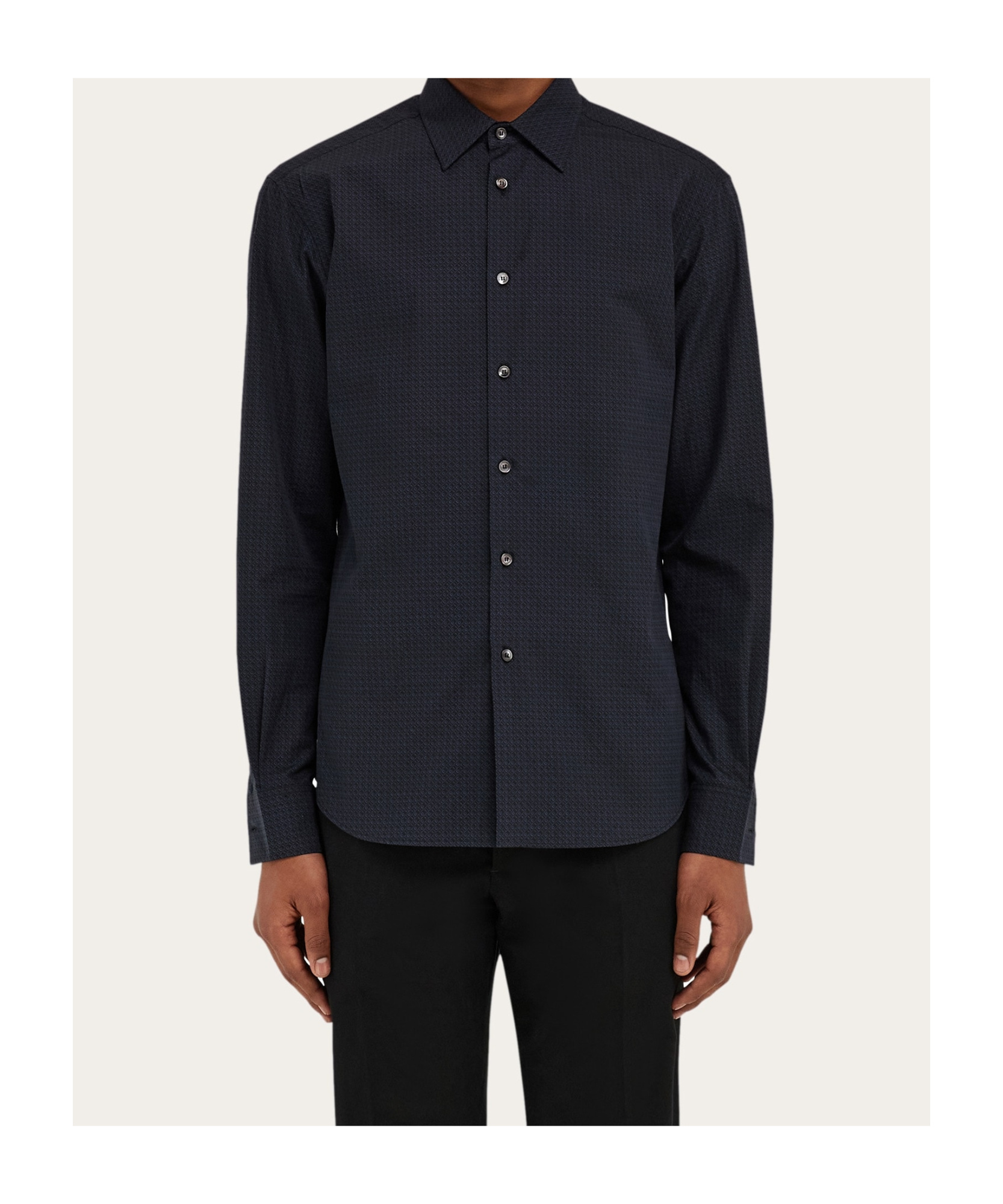 Ferragamo Textured-finish Shirt In Black/new Navy Blue