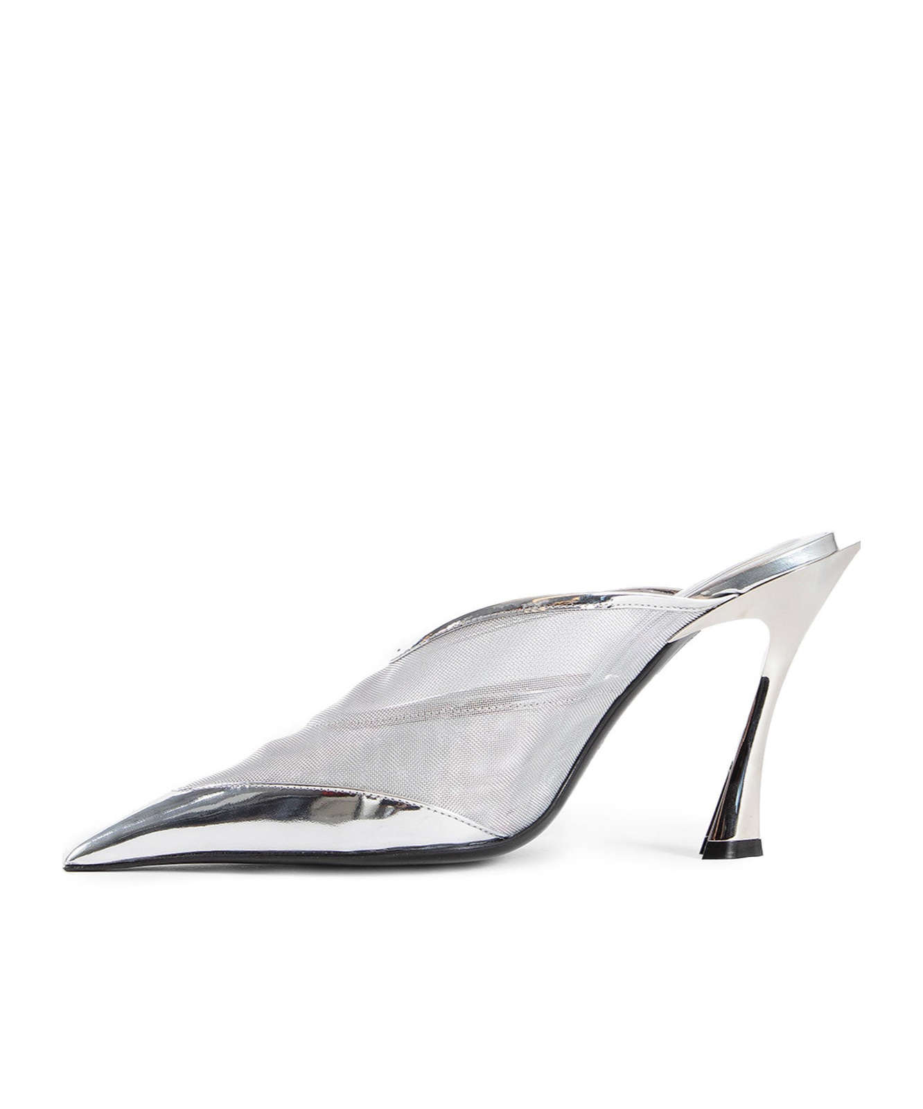 Mugler Slipper-mule In Silver Polyamide In White