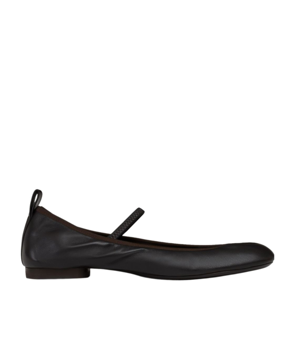 Lemaire Square Flat Leather Mary Jane Flats In Black