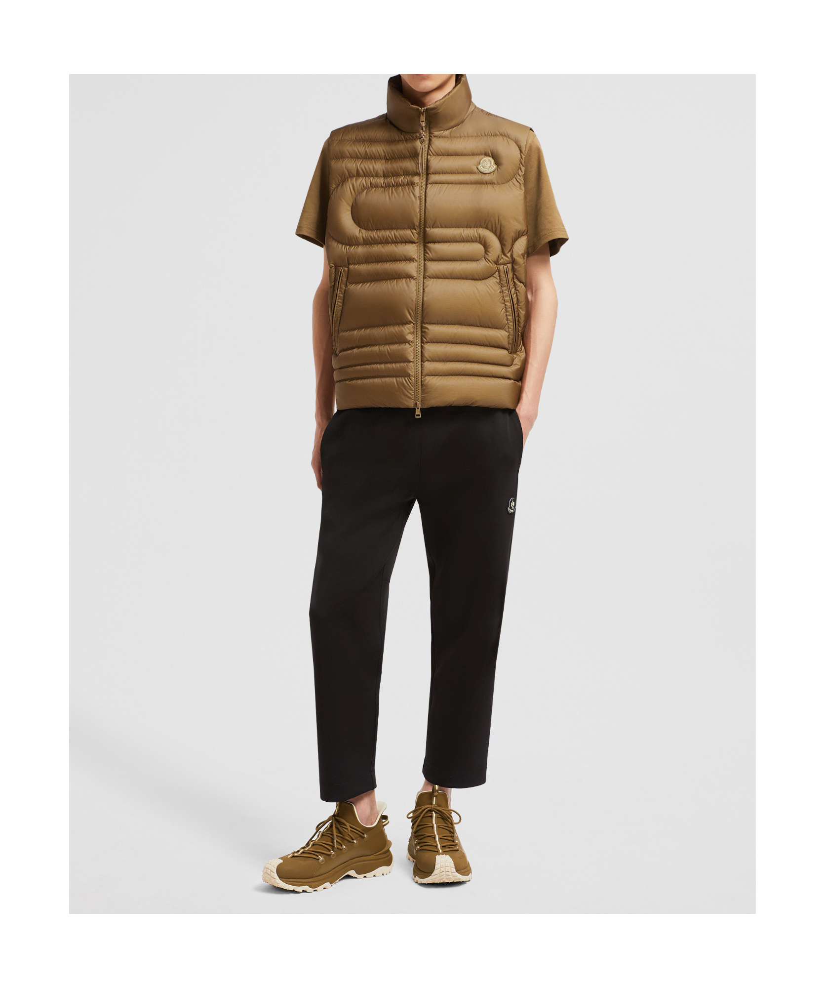 Moncler Sleevless Down Vest In Brown