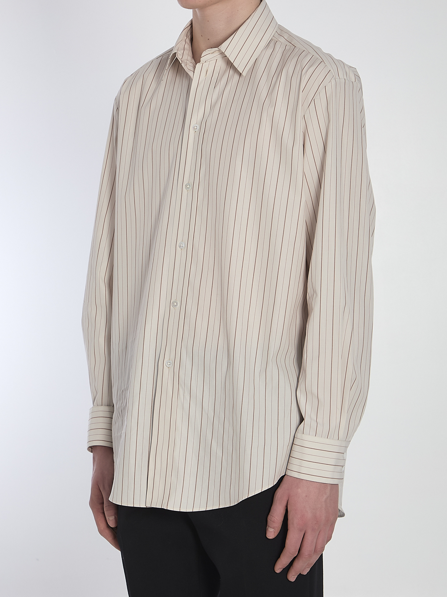 The Row Luigi Striped Shirt In Neutral