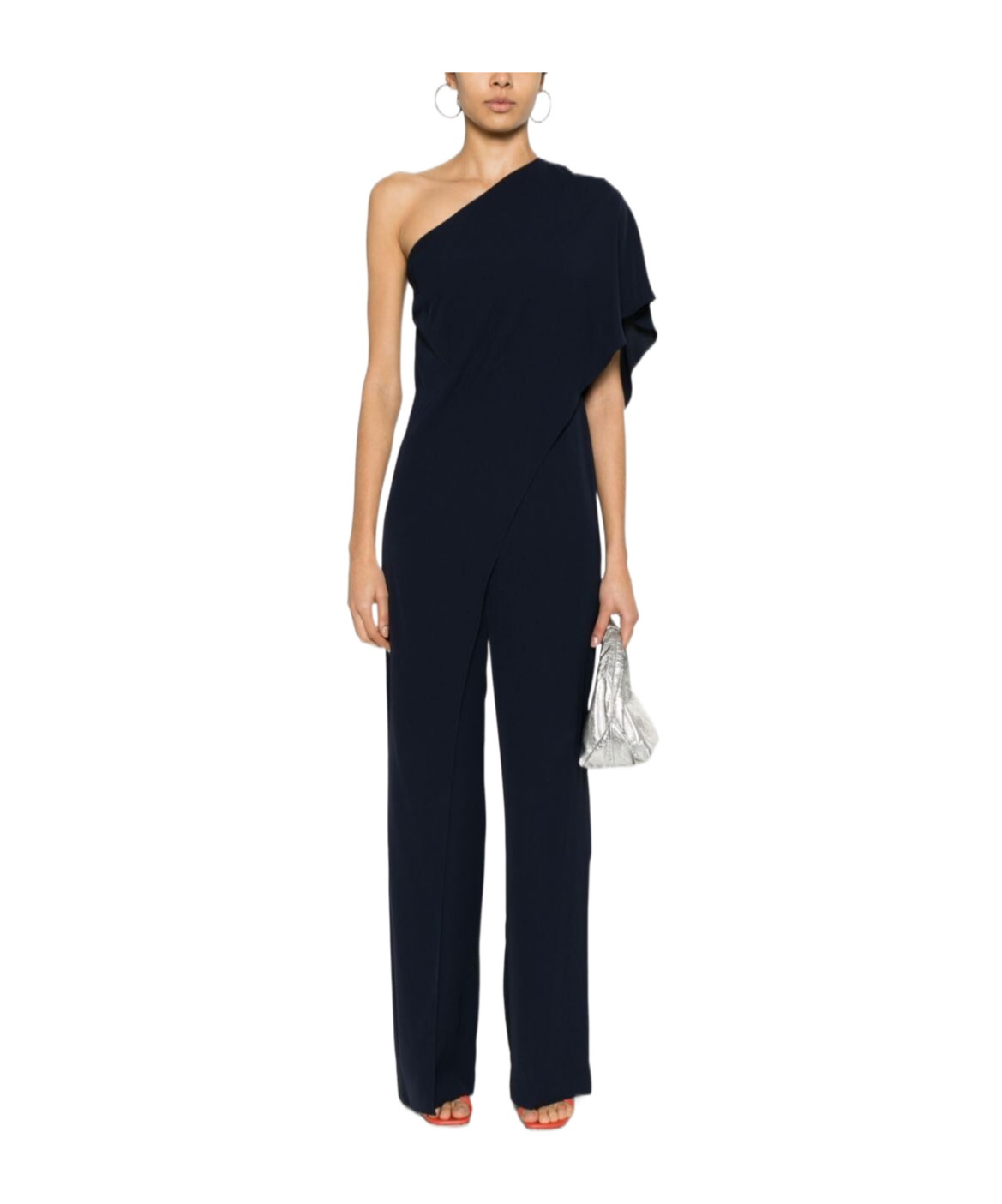 POLO RALPH LAUREN CAPE GEORGETTE ONE-SHOULDER JUMPSUIT