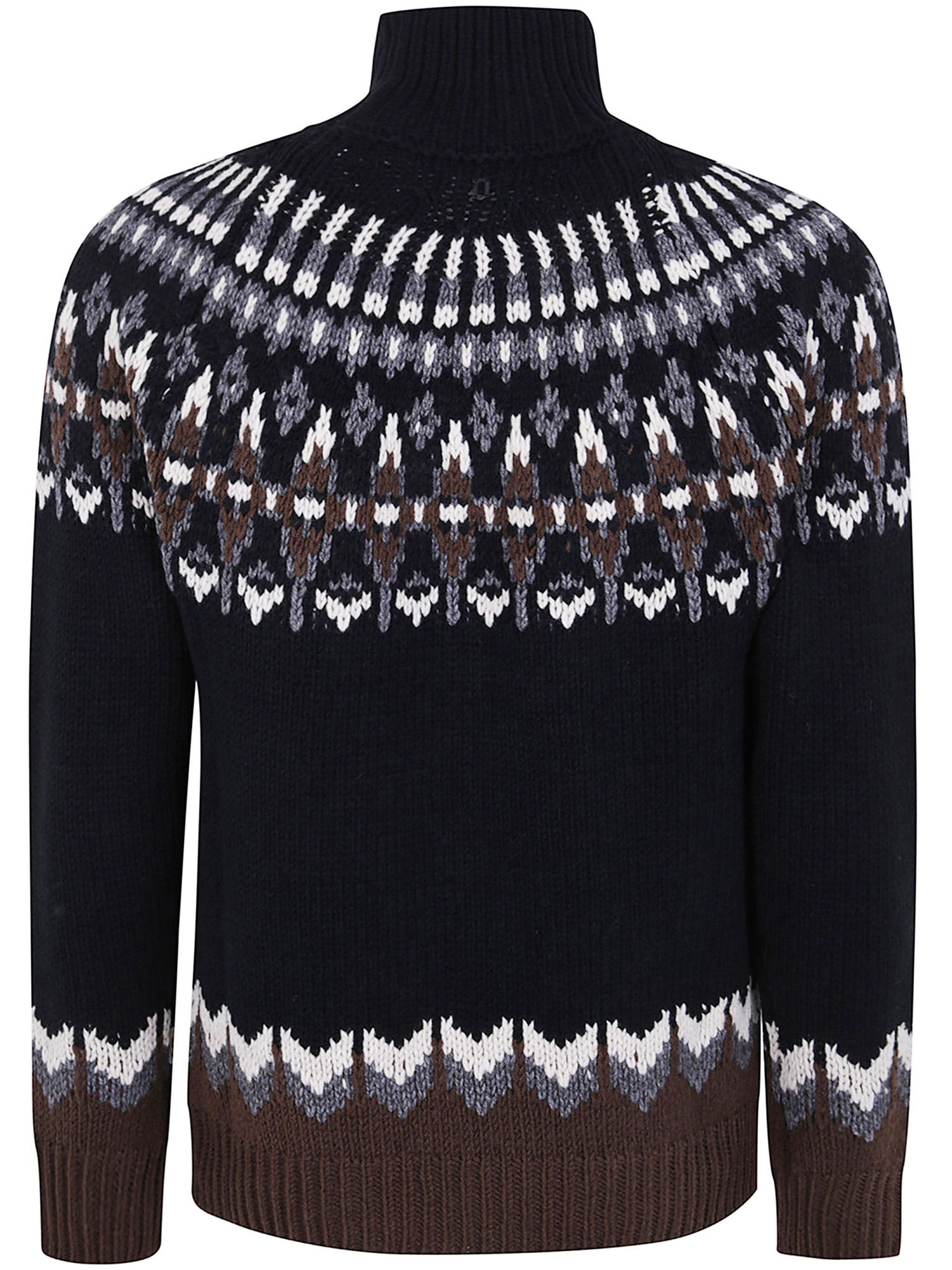 Dondup Turtle Neck Sweater With Fair Isle Pattern In Black