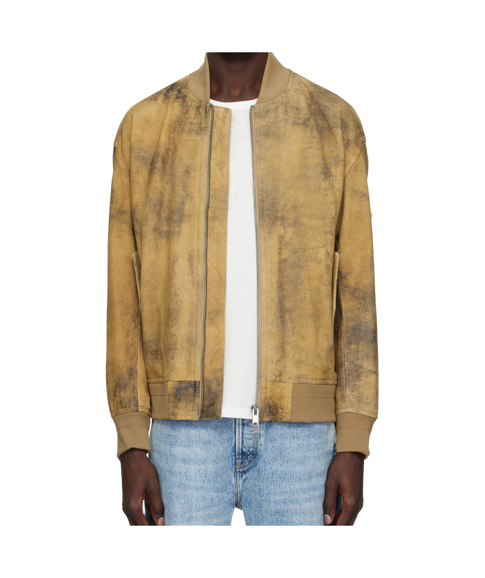 Hugo Boss Long Sleeve Leather Jacket In Multicolor