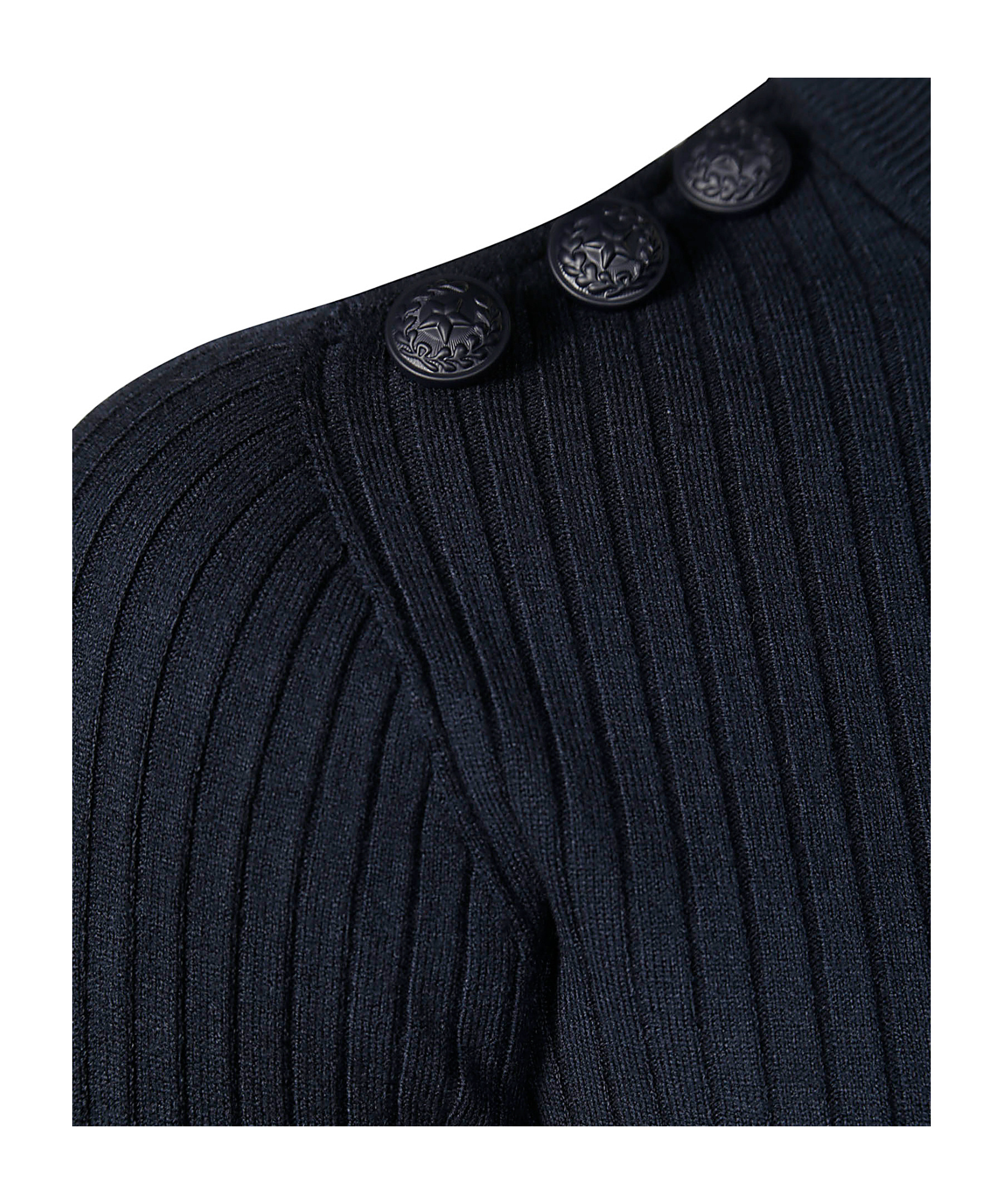 Dondup Ribbed Black Sweater With Decorative Shoulder Buttons In Black