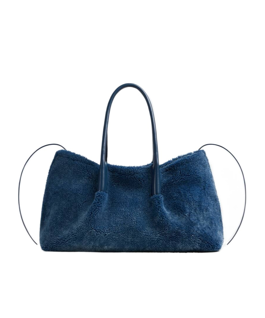 Bottega Veneta Pinacoteca Reversible Shearling Tote Bag In Blue