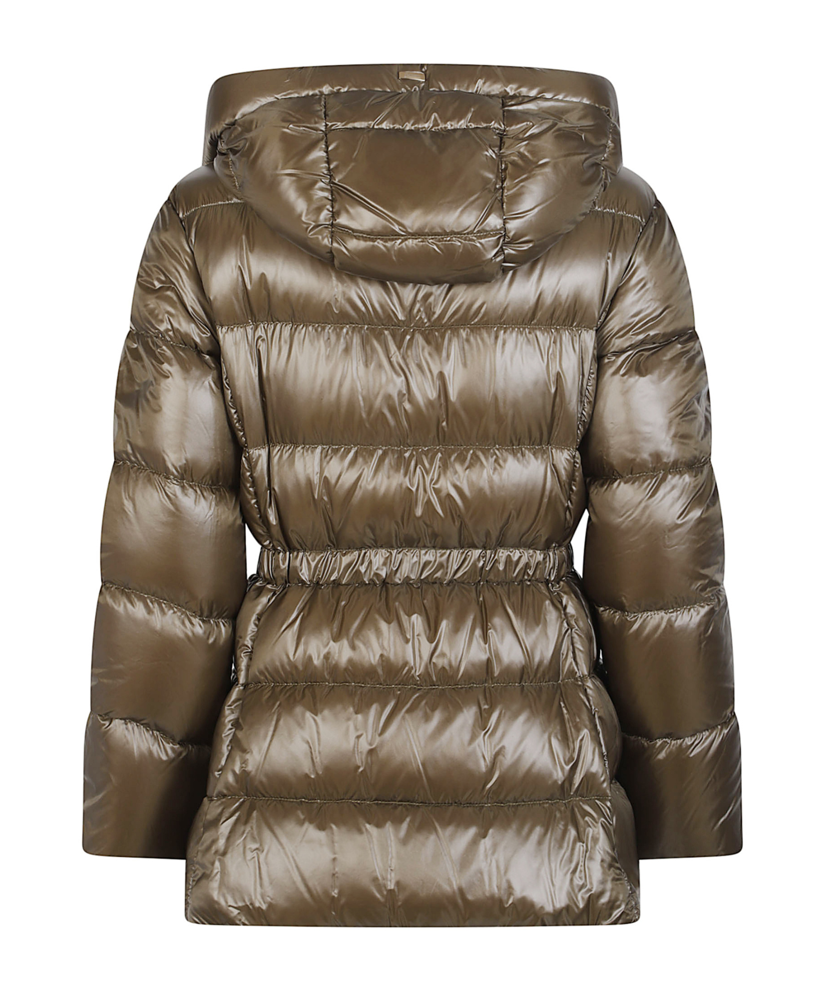 Herno Drawstring Hooded Down Jacket In Brown
