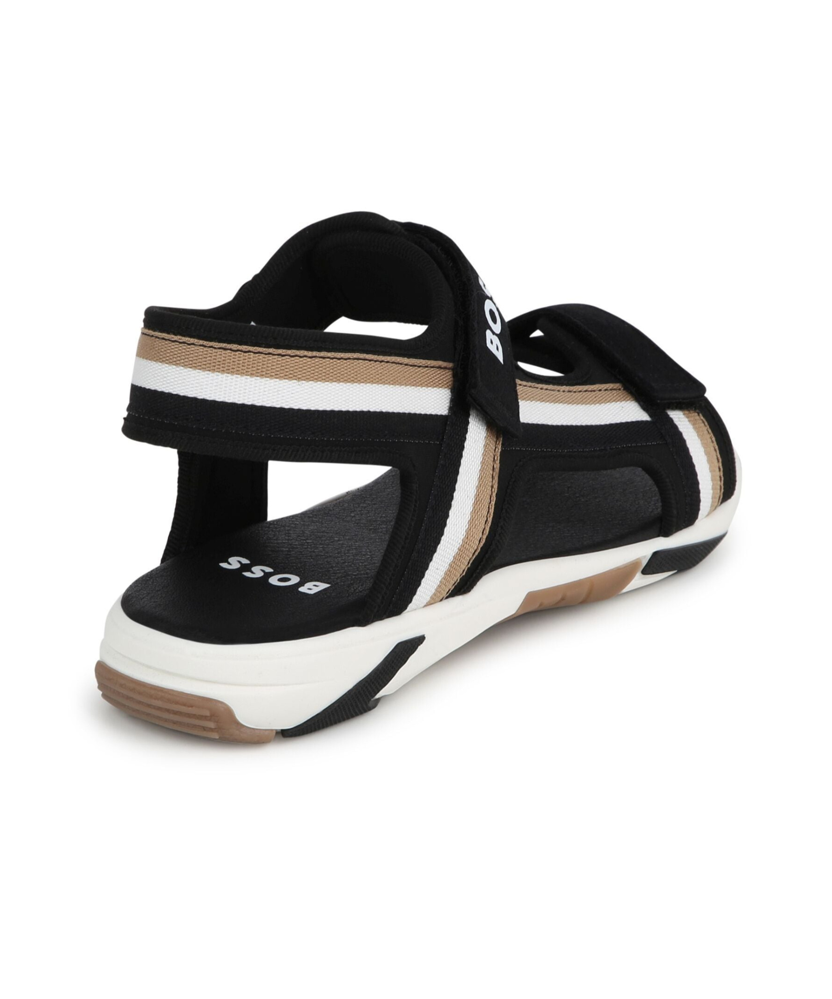 Hugo Boss Stripe-detail Touch-strap Sandals In Black