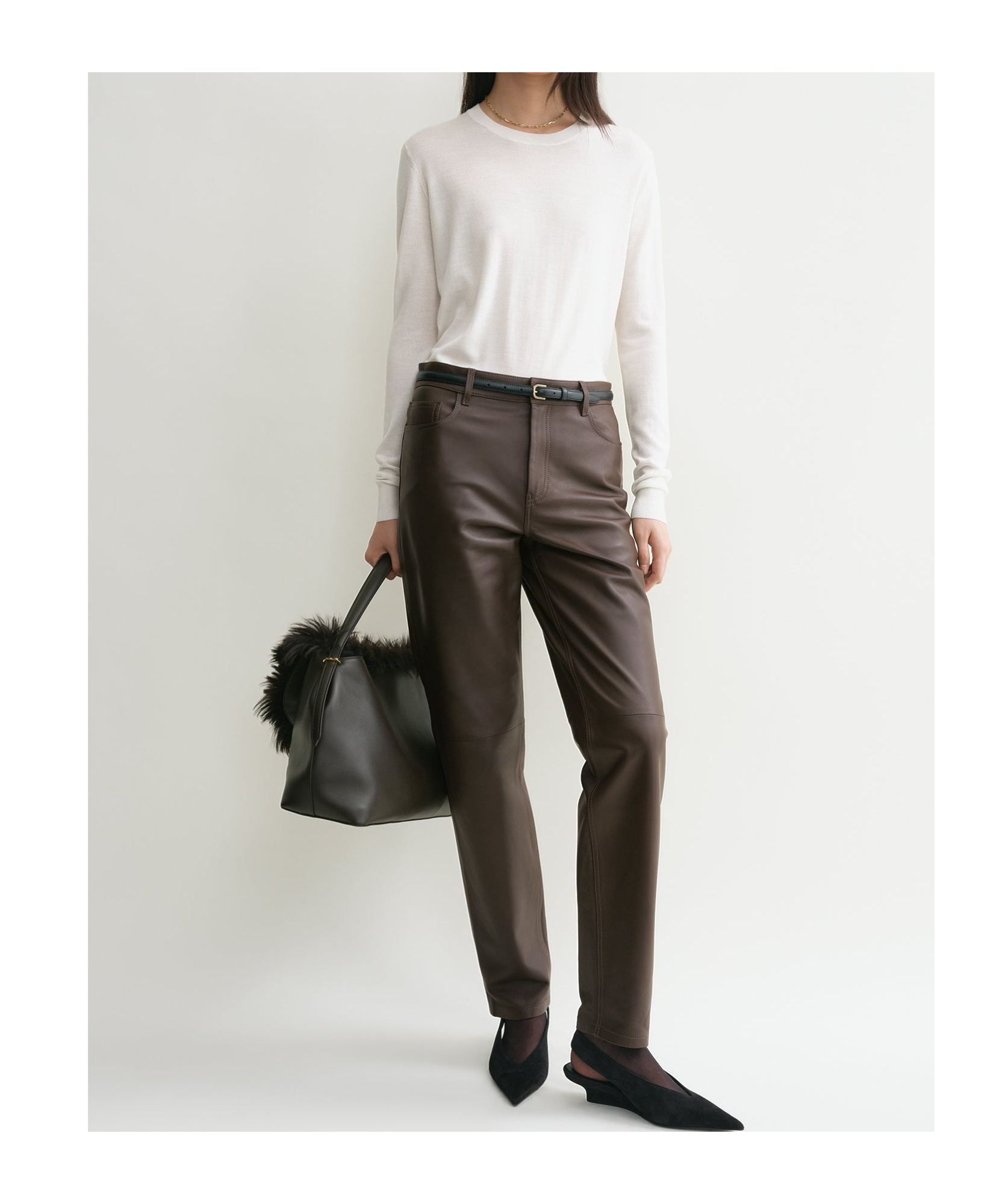 Totême Tapered Leather Trousers In Black