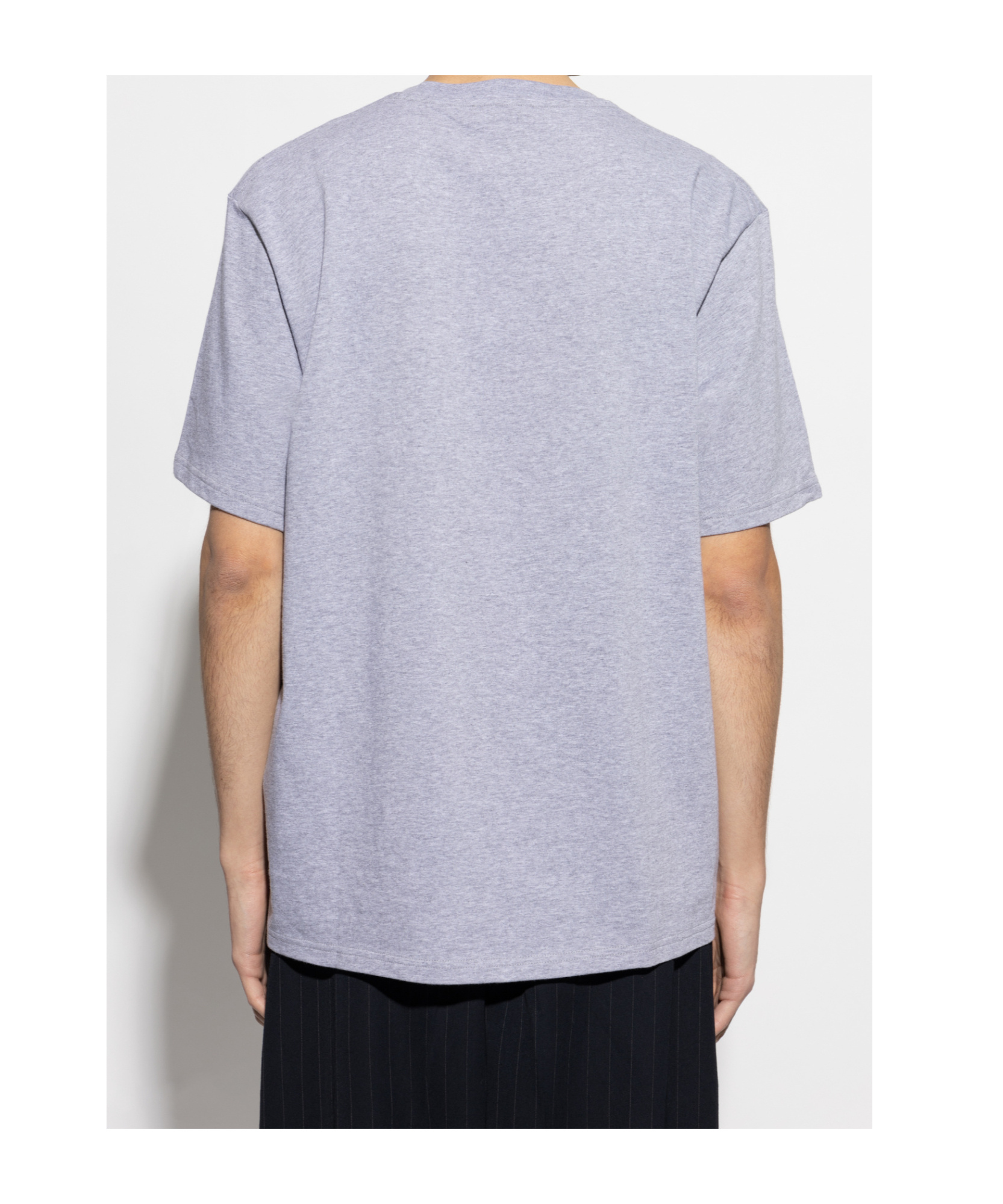 Jw Anderson Grey Crewneck T-shirt With Logo Embroidery On The Front In Gray