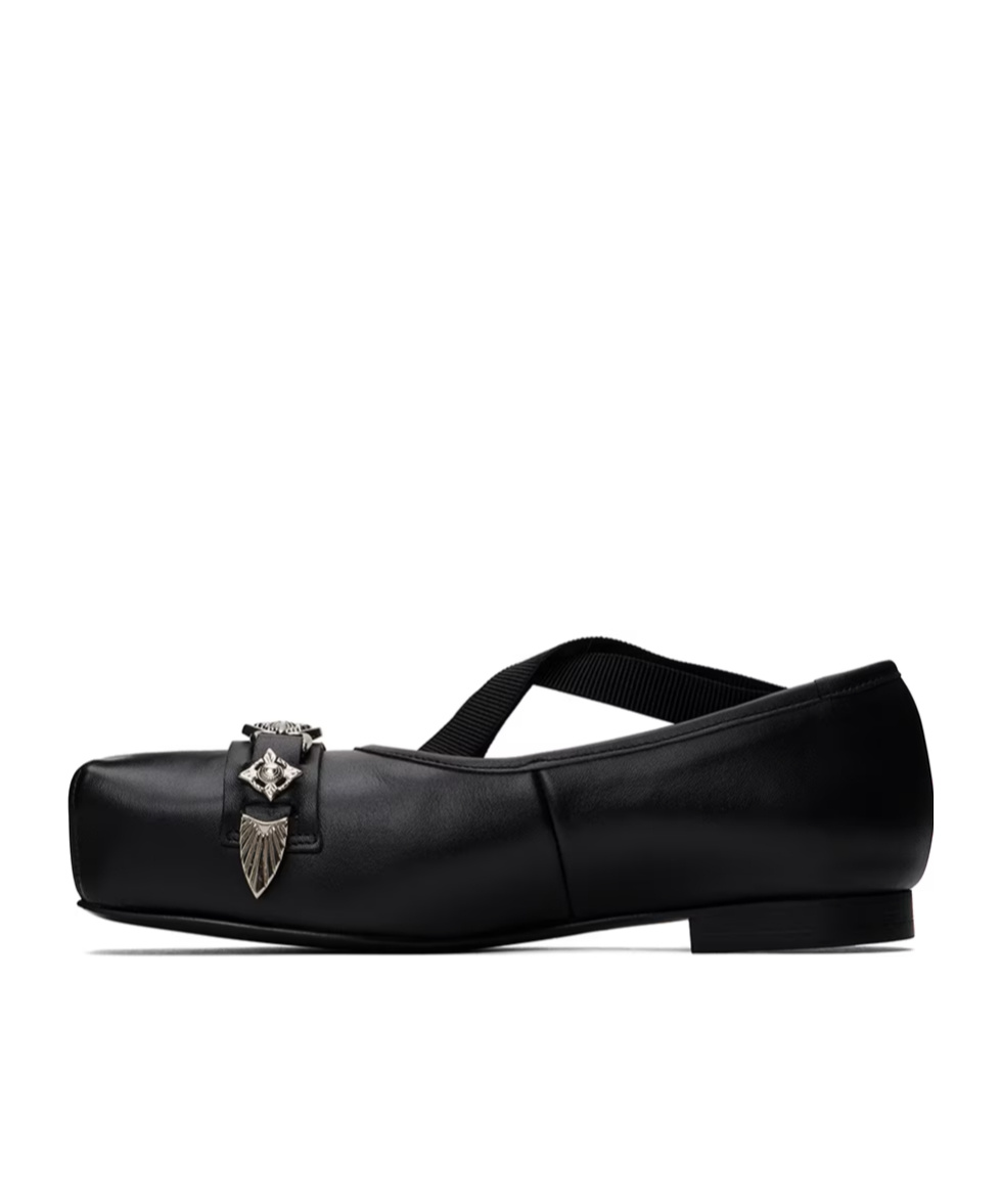 Toga Black Polido Ballerina Flats In Black