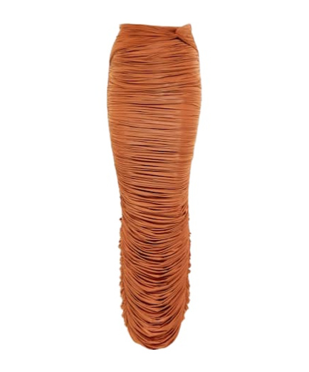 Alex Perry Hartley Ruched Maxi Skirt In Brown