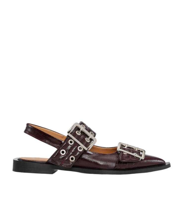 Ganni Feminine Buckle Eco-leather Slingback Pumps In Black