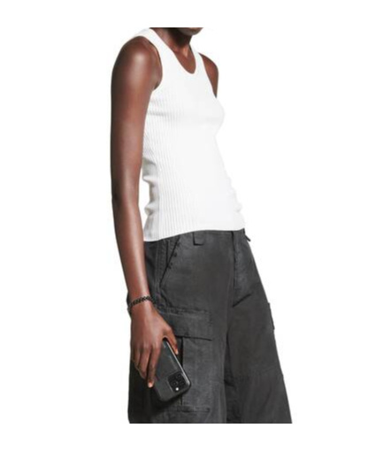 Balenciaga Tank Top In White Classic Knit Wool In White