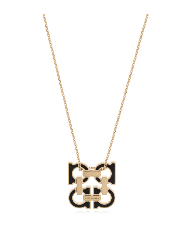 Ferragamo Gold Necklace With A Pendant In The Shape Of A Logo