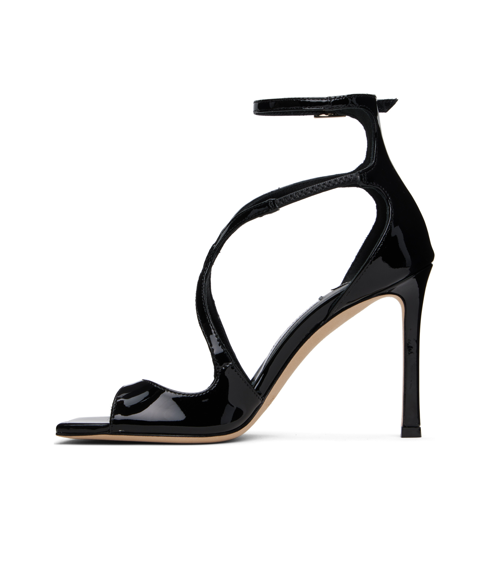 Jimmy Choo Womens Black Azia 110 Strappy Patent Leather Sandals In Black
