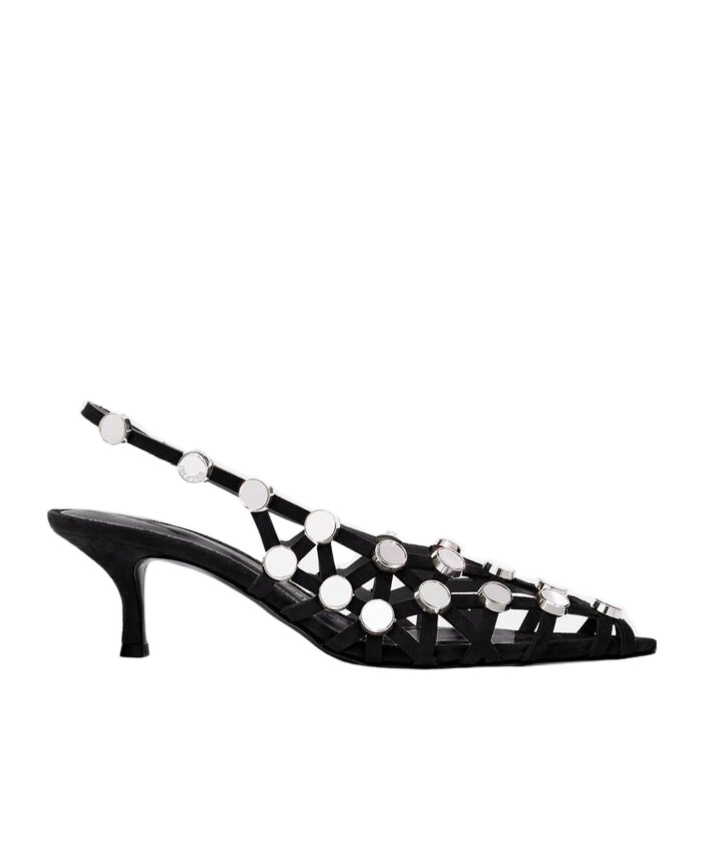 Shop Attico 50mm Grid Slingback Pumps In Black