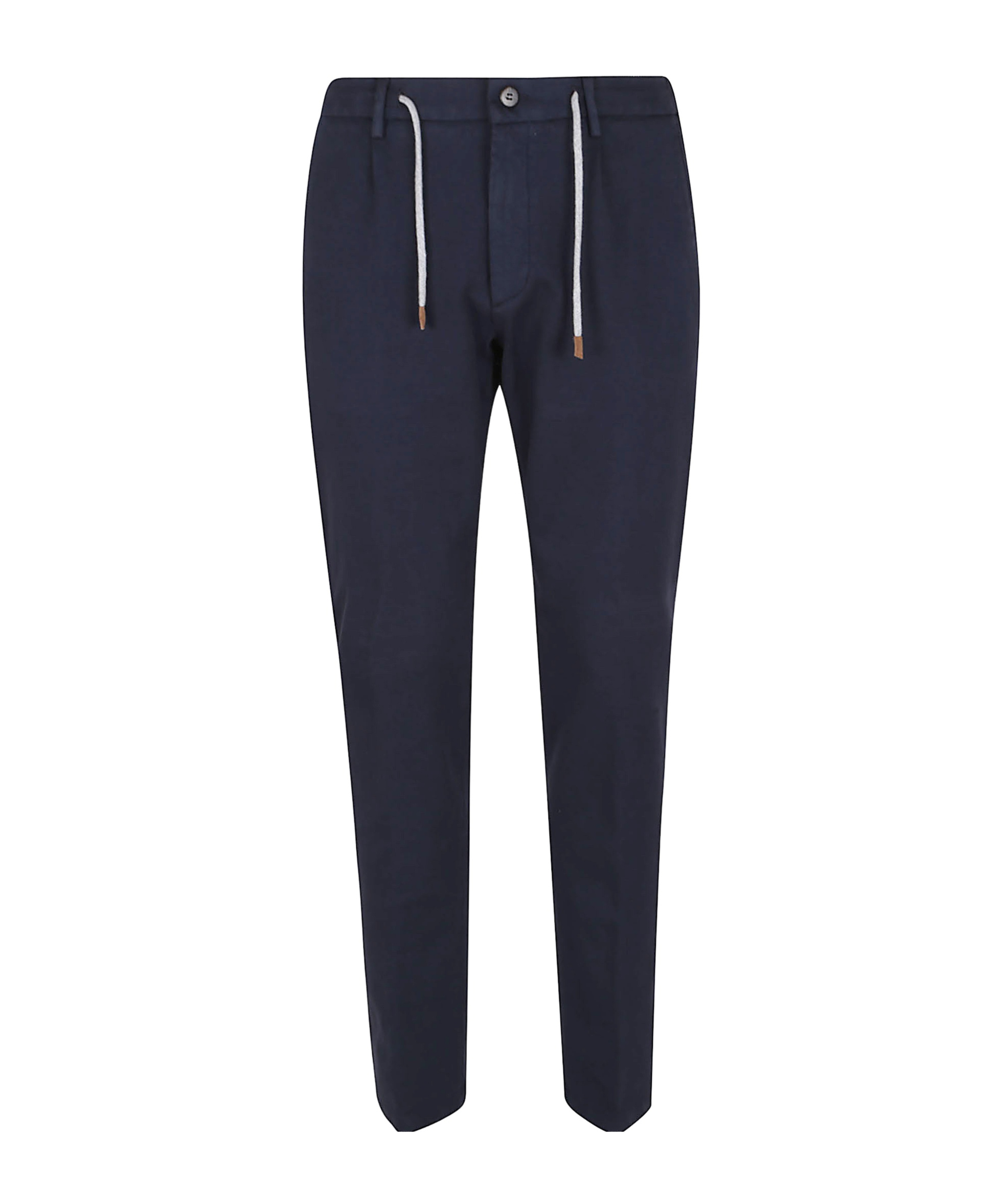 Eleventy Drawstring Waist Tapered Leg Trousers With Back Pockets In Black