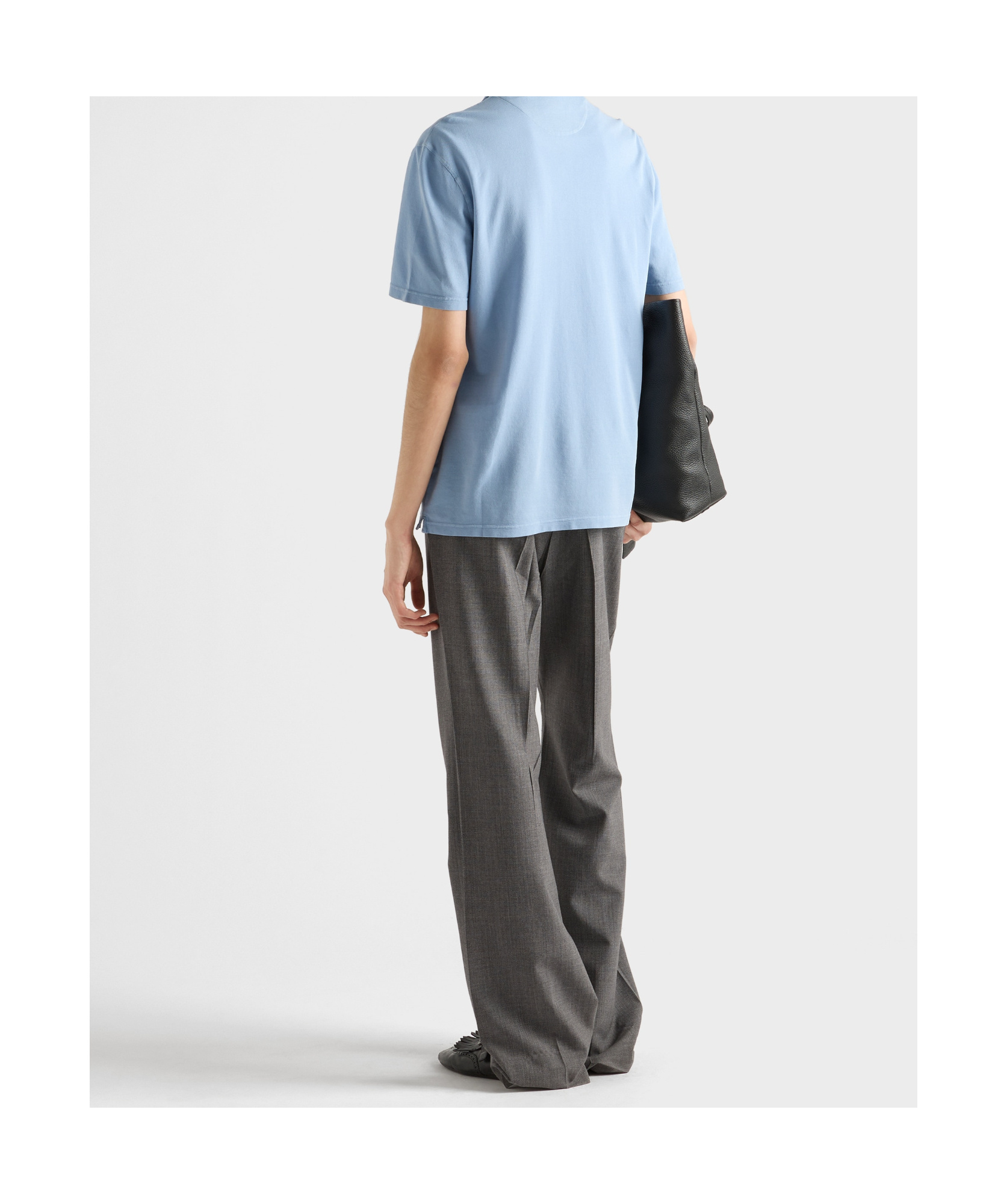 Shop Prada Short-sleeved Piqué Polo Shirt In Periwinkle Blue