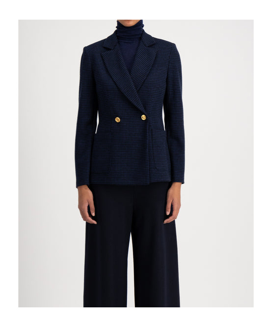 Harris Wharf London Double Breasted Jacket With Vichy Pattern In Wool Blend In Black