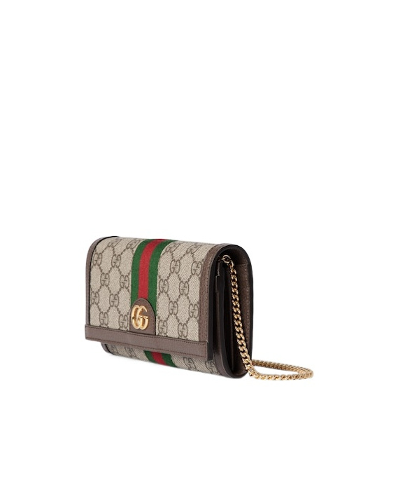 Gucci Ophidia Monogrammed Chain Wallet In Nude