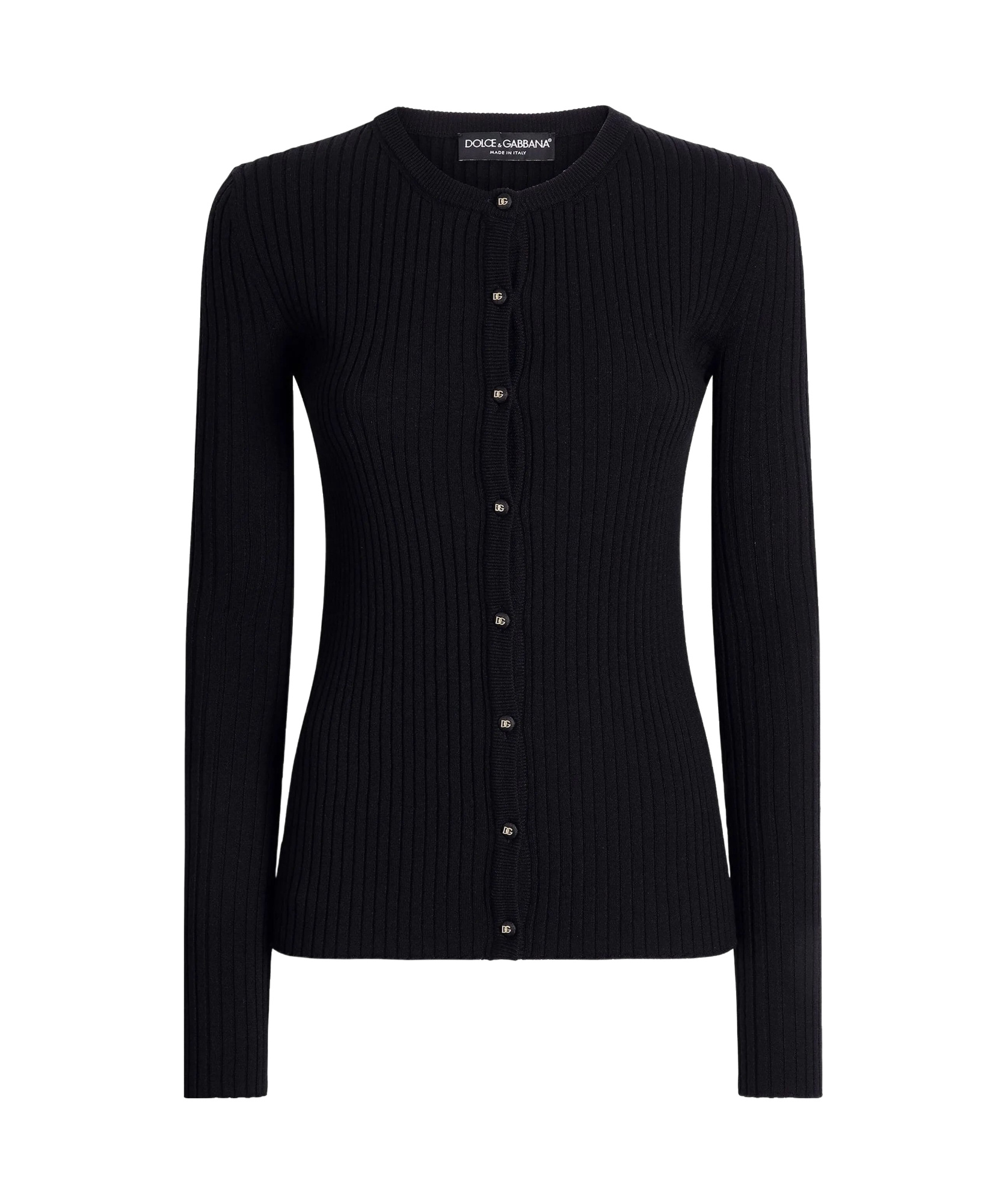 Dolce & Gabbana Long Sleeve Knitted Cardigan In Black