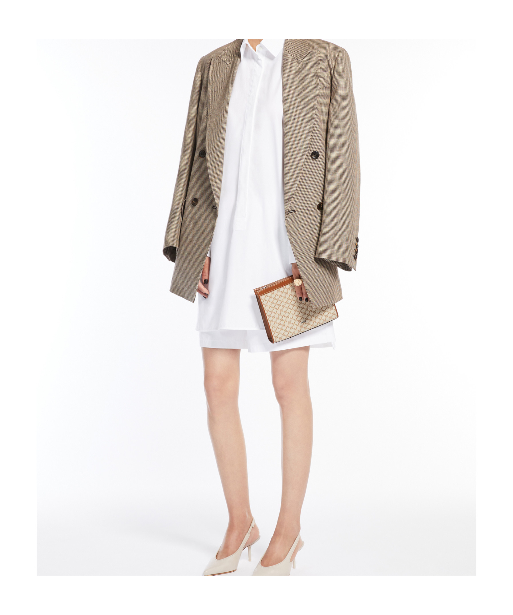 Max Mara Cotton Jacquard Small Pouch In Hazelnut Brown
