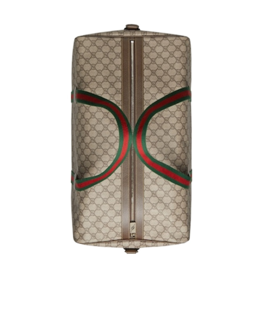 Gucci Large Duffle Bag With Web In Nude