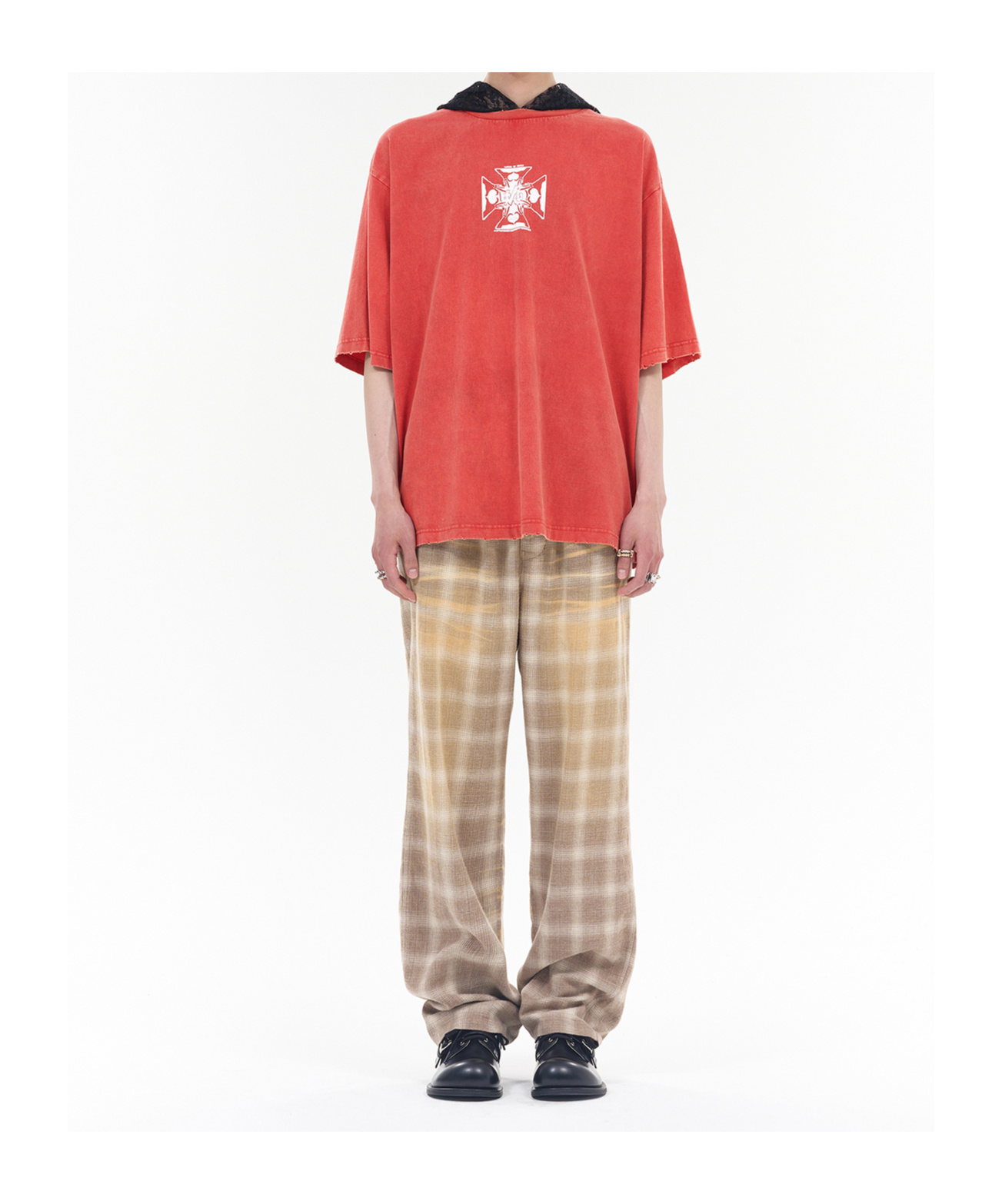We11 Done Heart Crosslayered Hoodie In Red