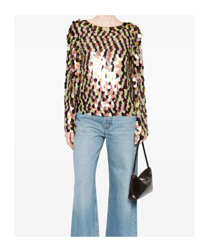 Dries Van Noten Sequined Embellished Blouse In Burgundy