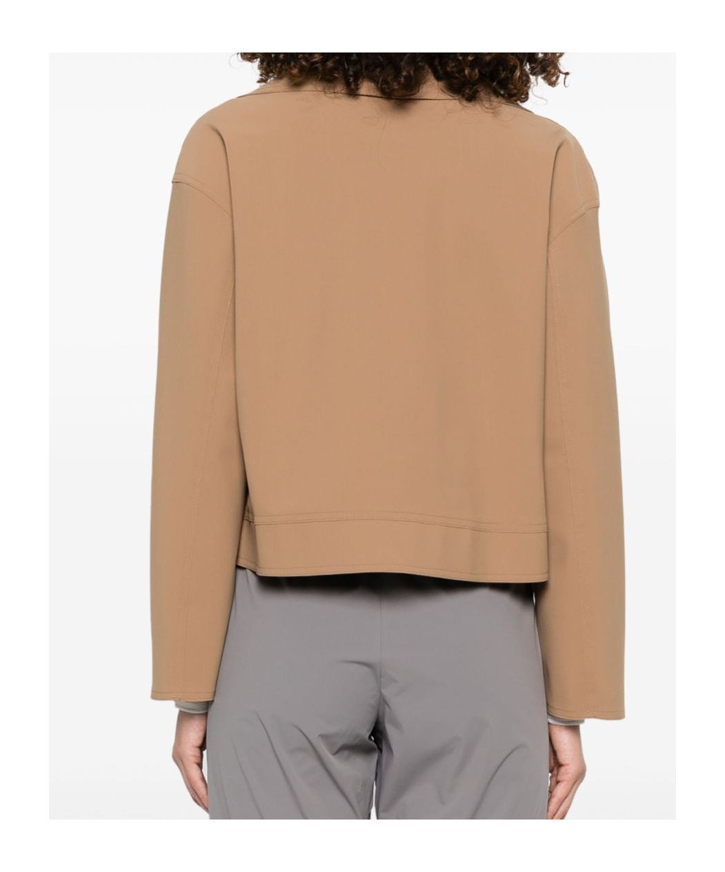 Herno Camel Brown Jacket With Spread Collar In Nude
