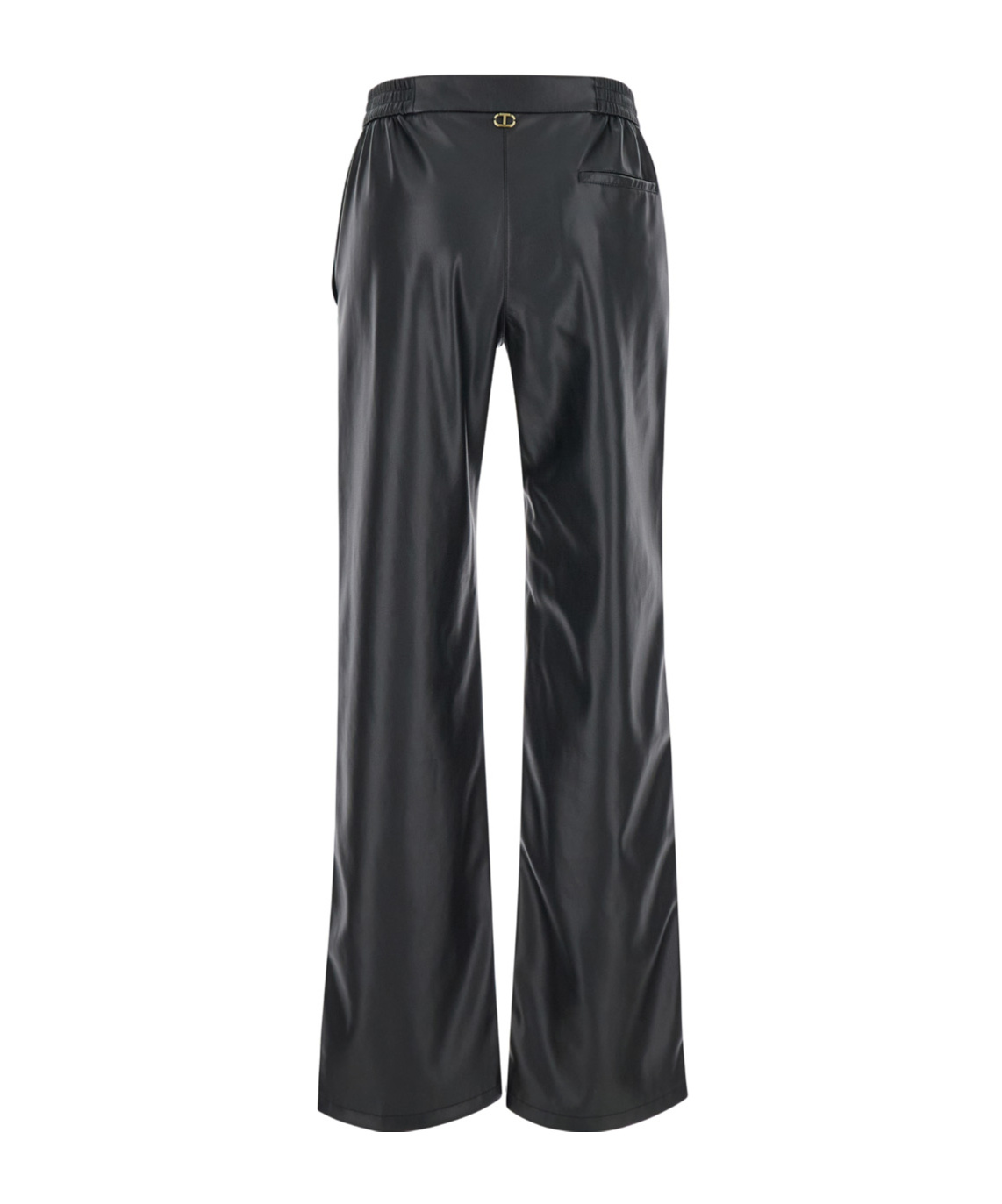TWINSET OVAL T-PLAQUE FAUX-LEATHER TROUSERS