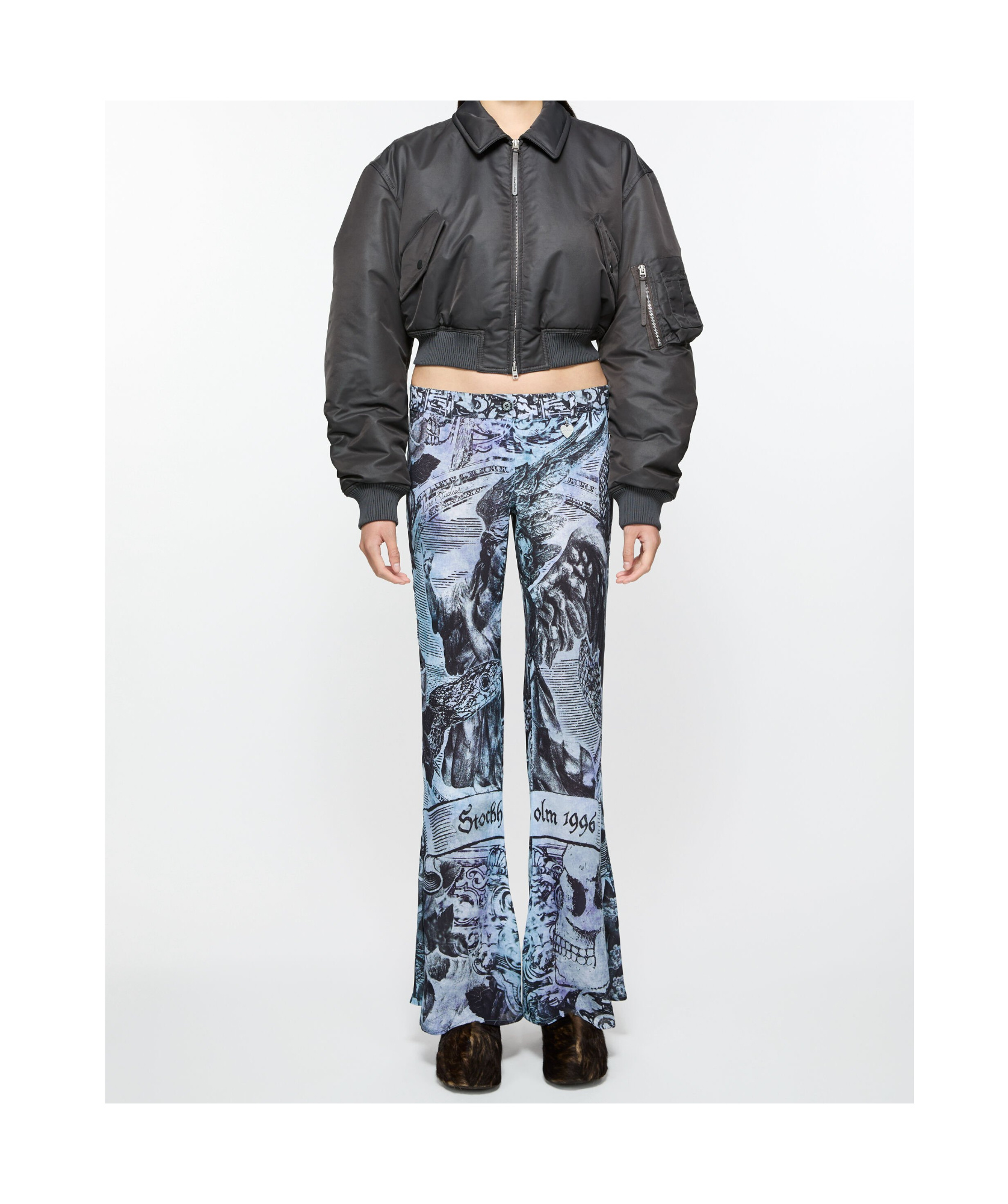 Acne Studios Printed Trousers In Blue