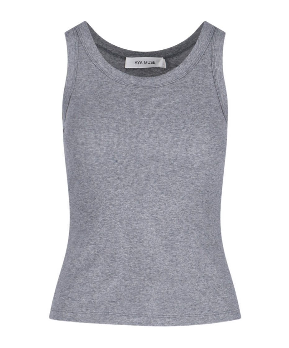 Aya Muse Scoop Neck Ribbed Tank Top In Gray