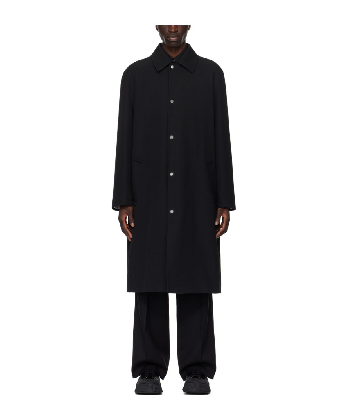 Jil Sander Dark Blue Oversize Trench Coat In Black