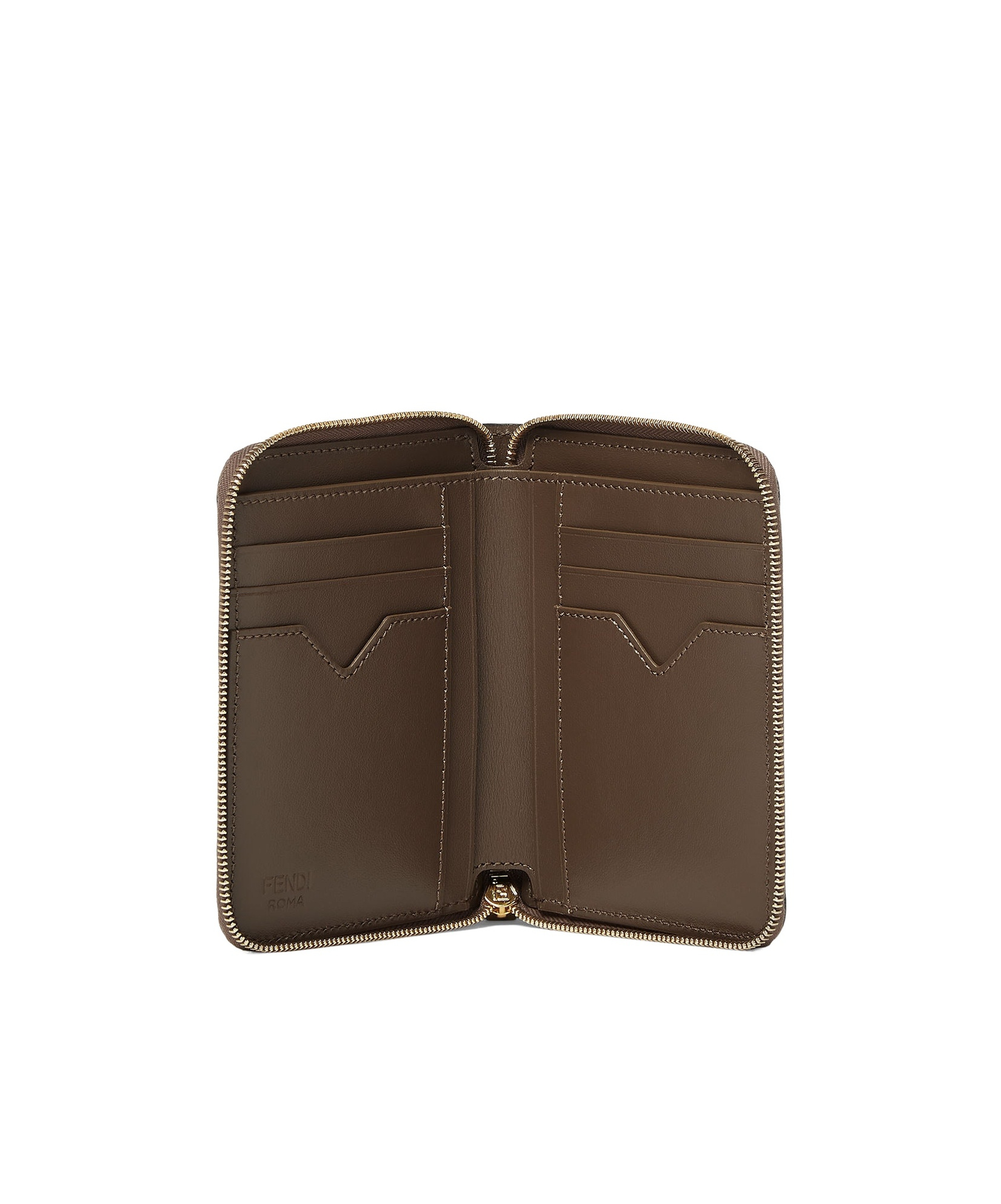 Fendi Ff Diamonds Medium Zipper Wallet In Black