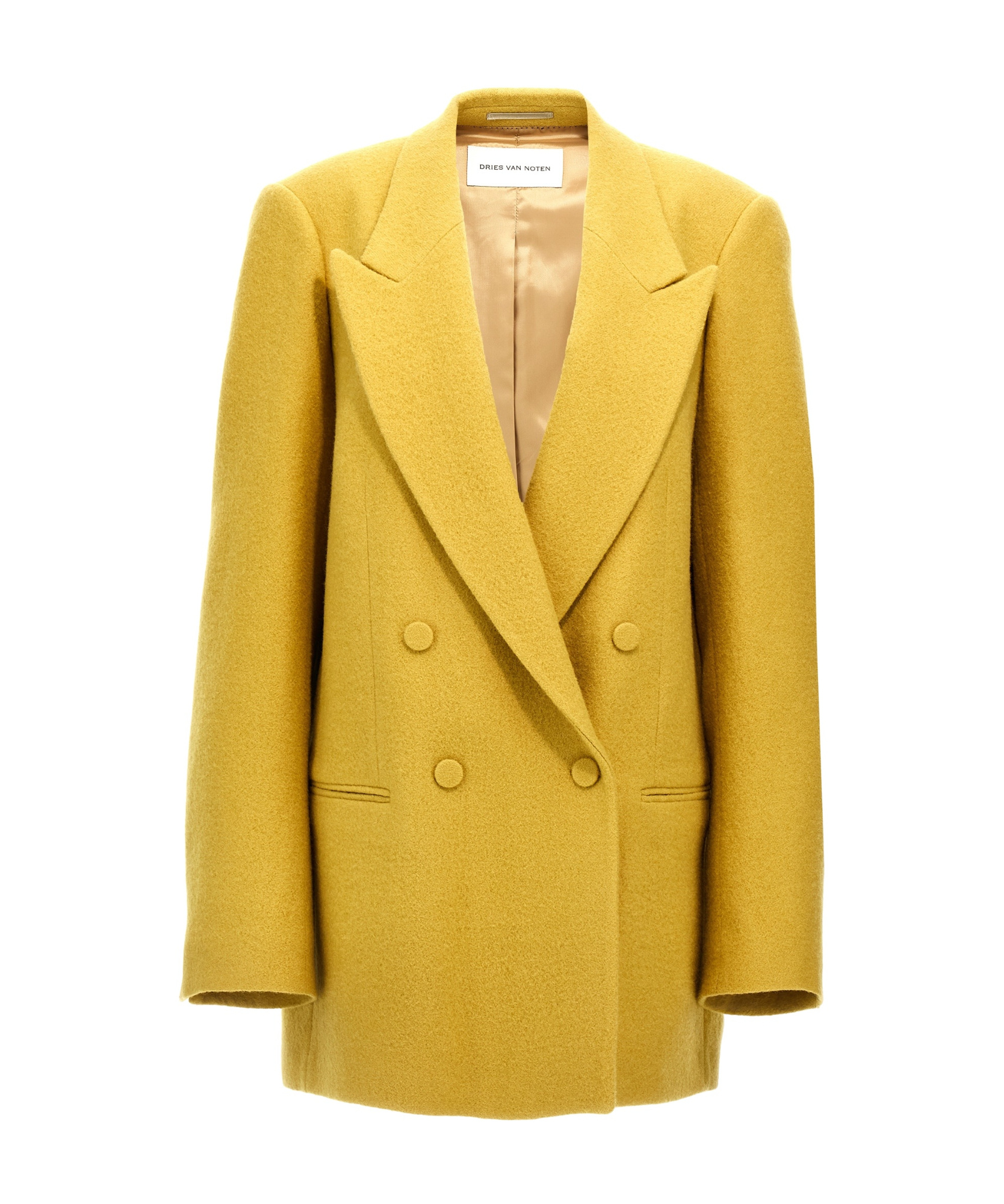 Dries Van Noten 'structured Shoulders' Blazer Featuring Button Detailing In Yellow