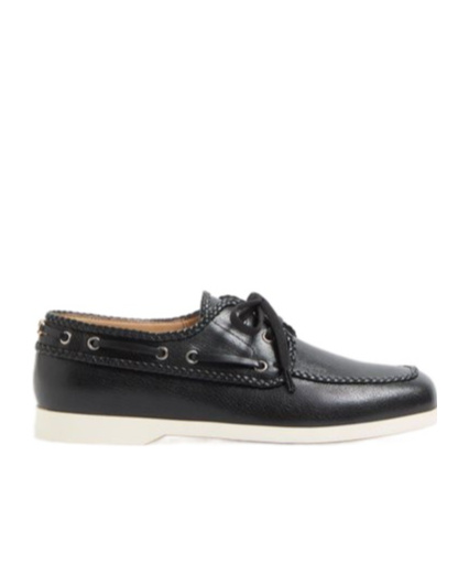 Valentino Leather Palm Avenue Boat Shoes In Black