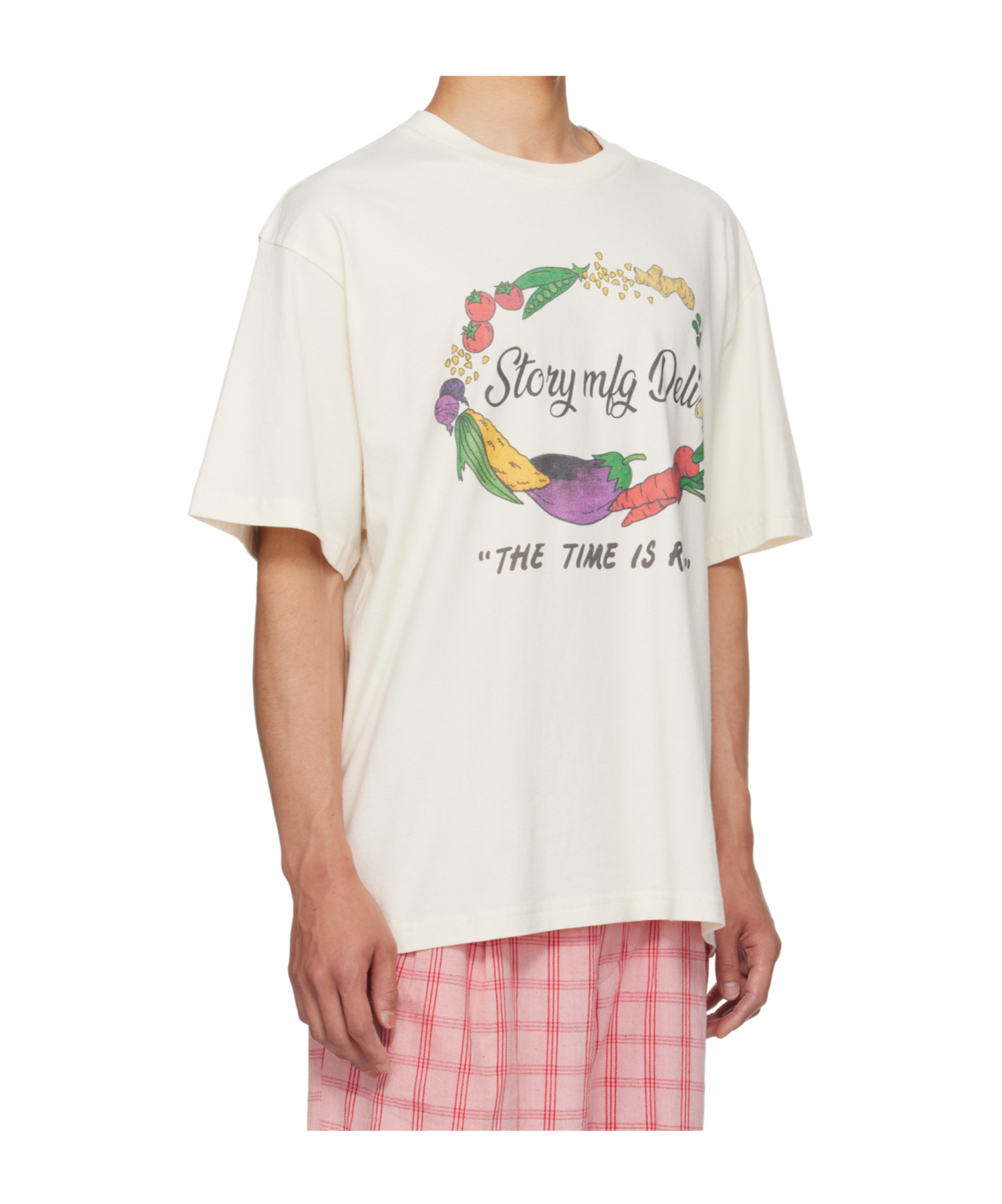 Story Mfg. Mfg Mens Ecru Grateful Graphic-print Cotton T-shirt Xl In White