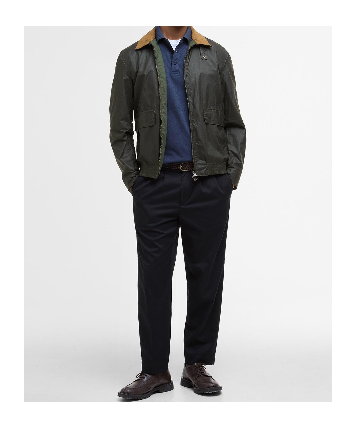BARBOUR NEWBURY CONTRASTING-COLLAR UTILITY JACKET
