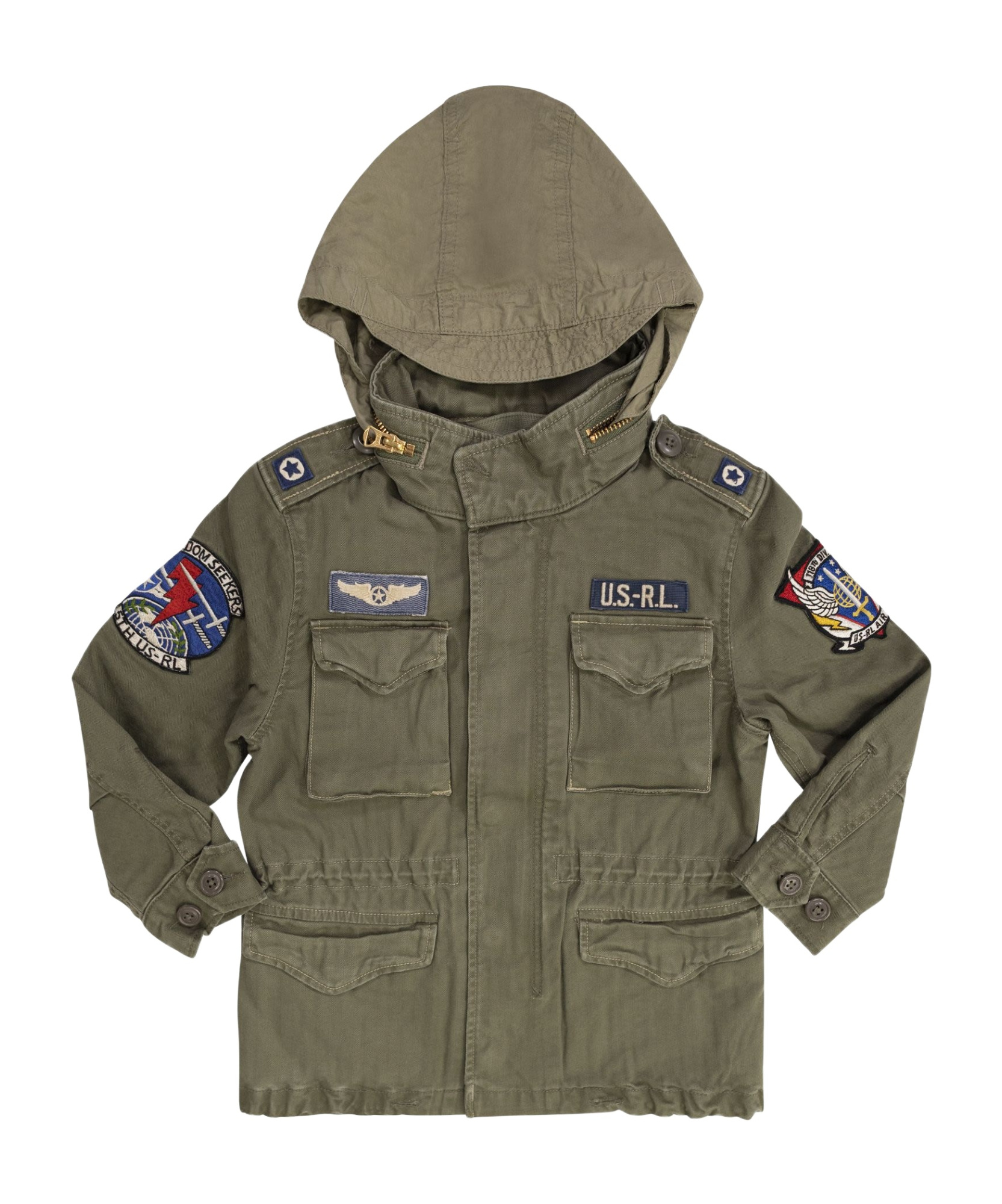 Polo Ralph Lauren Patchwork Hooded Jacket In Green